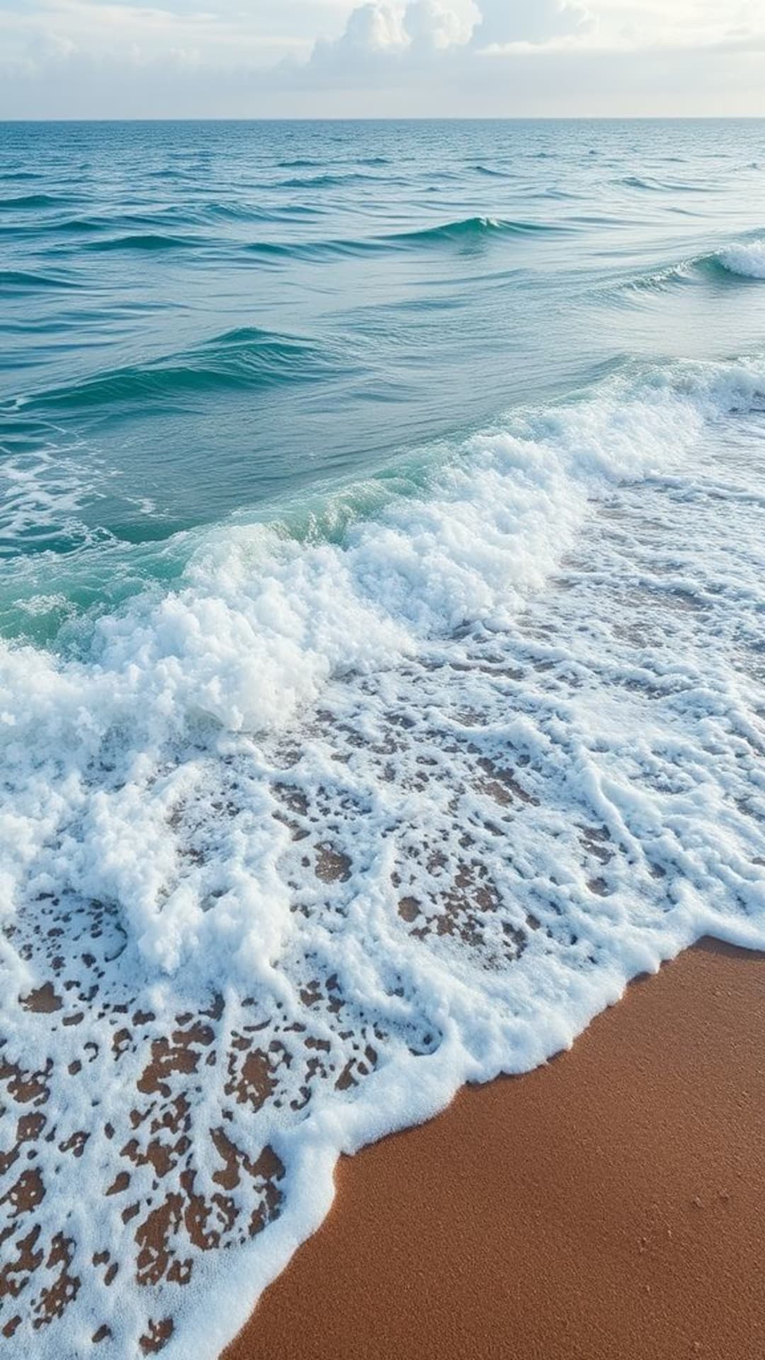 Onde dell'oceano che si infrangono sulla spiaggia sabbiosa atmosfera tropicale
