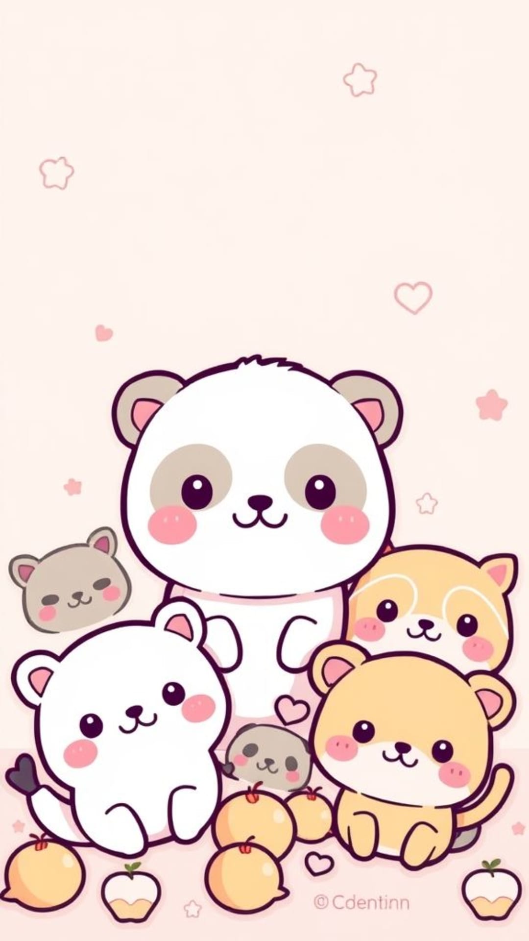 Animali kawaii carini sfondi pastello