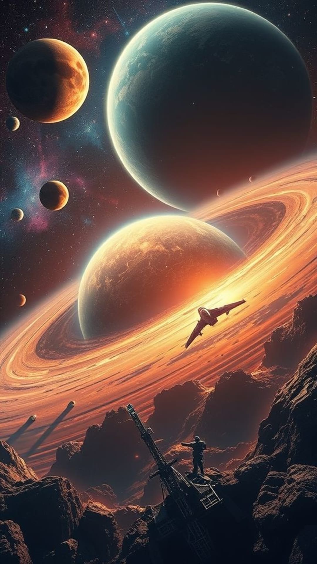 Esplorazione spaziale cosmica pianeti lune futuristici