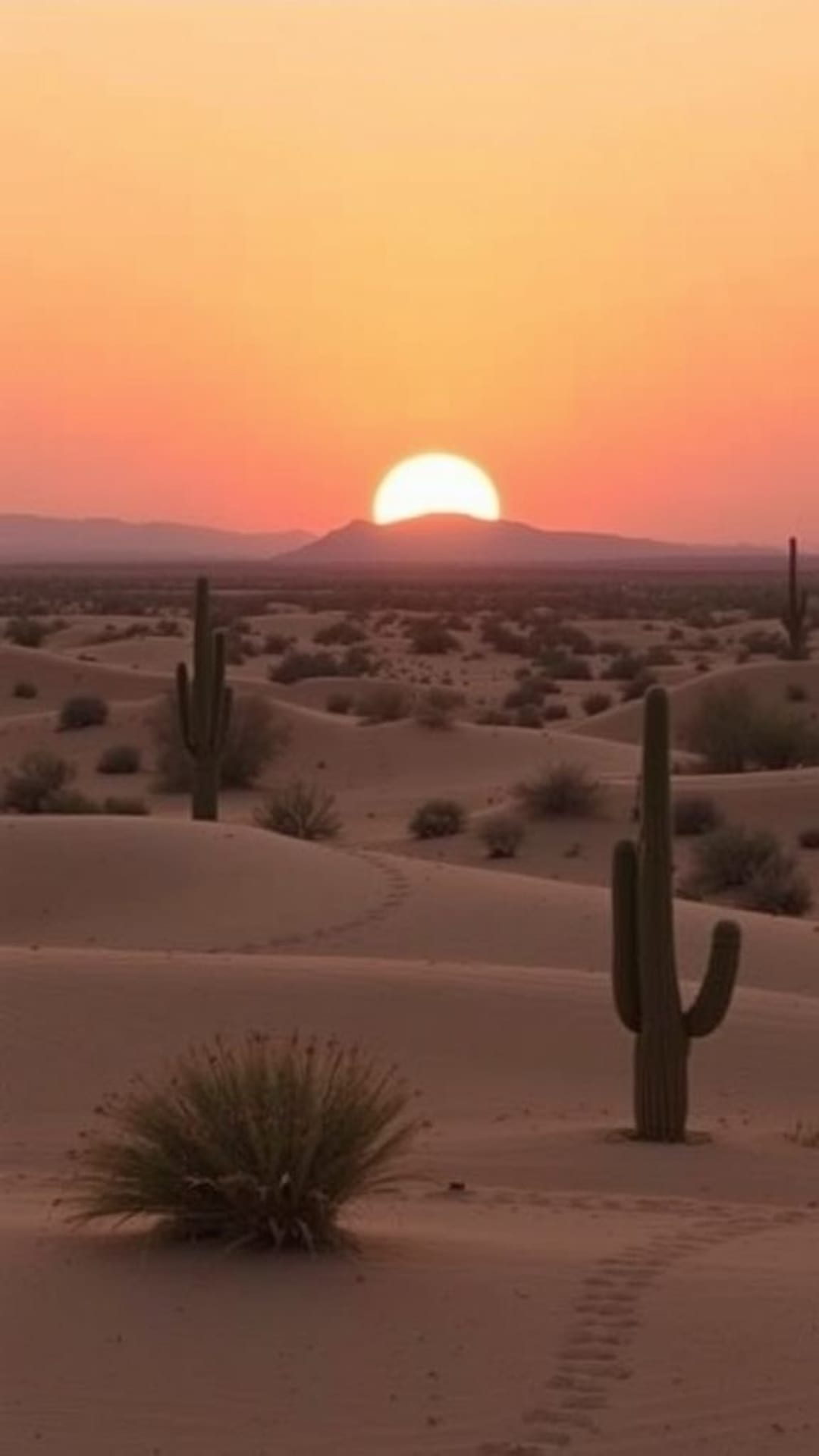 tramonto nel deserto tonalità calde terrose minimalista