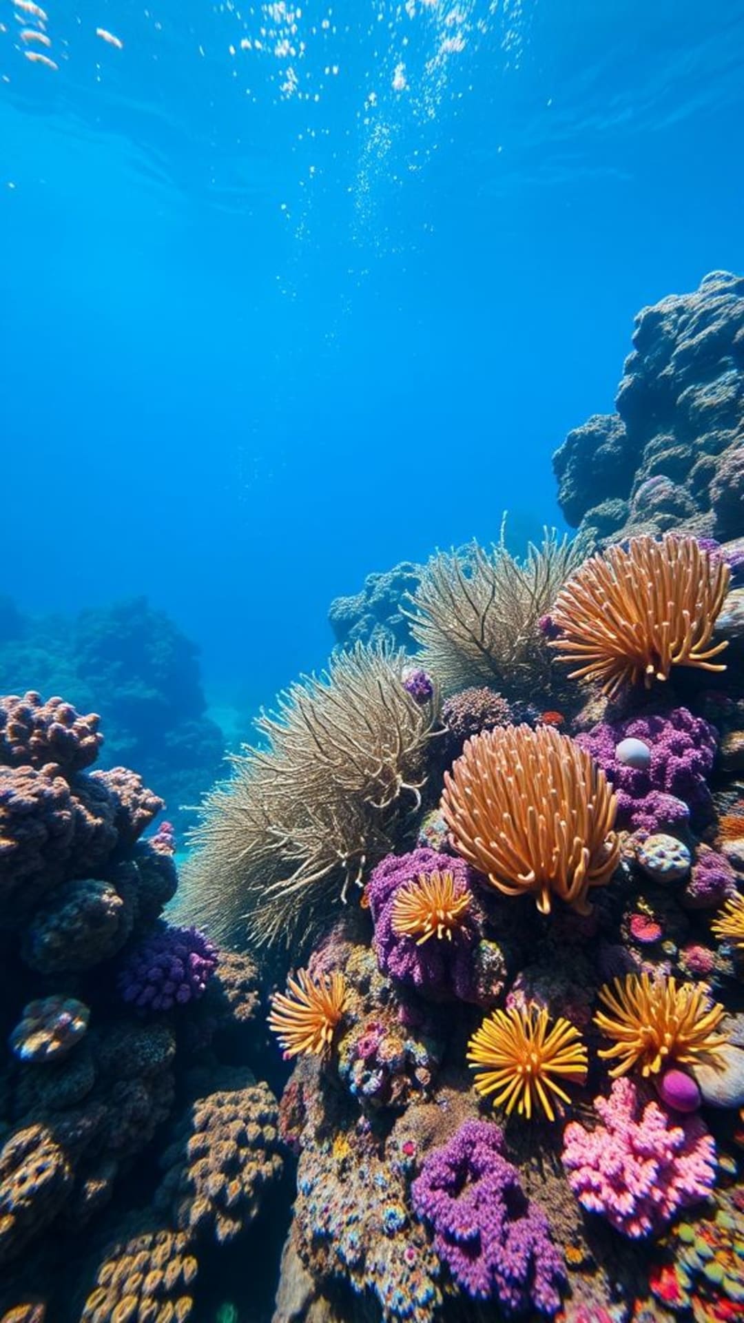 Barriera corallina sottomarina felice di vita marina colorata vibrante