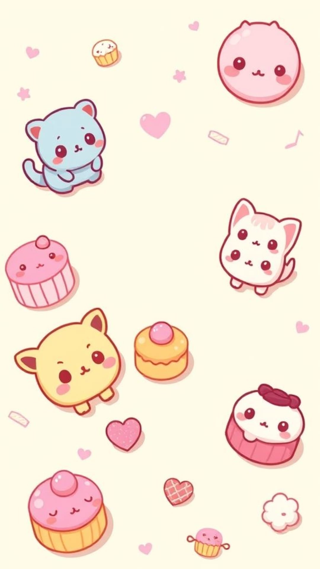 caratteri carini kawaii animali adorabili sfondi pastello dolci zuccherosi atmosfera allegra giocosa