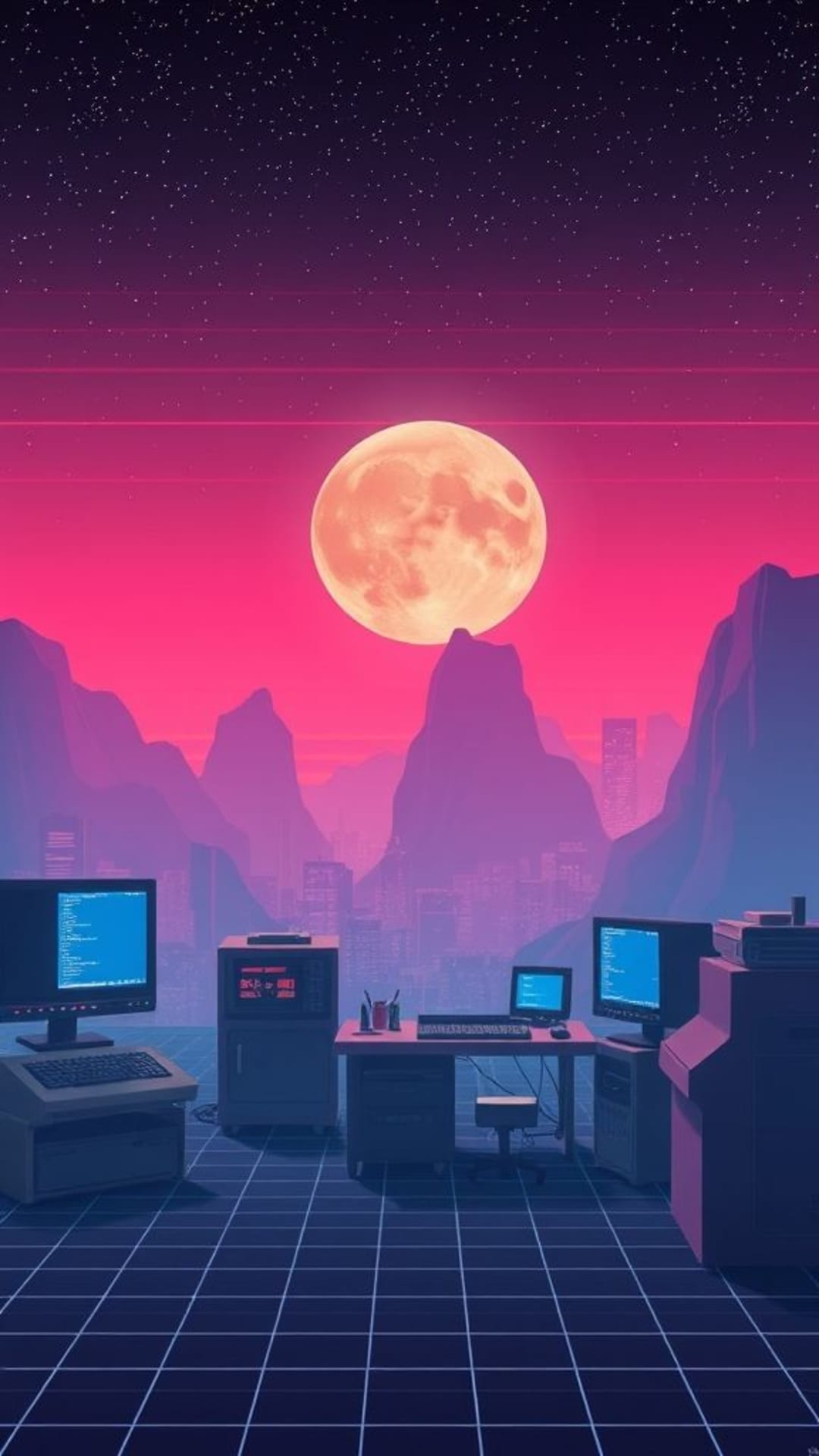 nostalgia anni 80 e 90 vintage retrò sfondi classici tecnologia old-school griglia neon estetica vaporwave