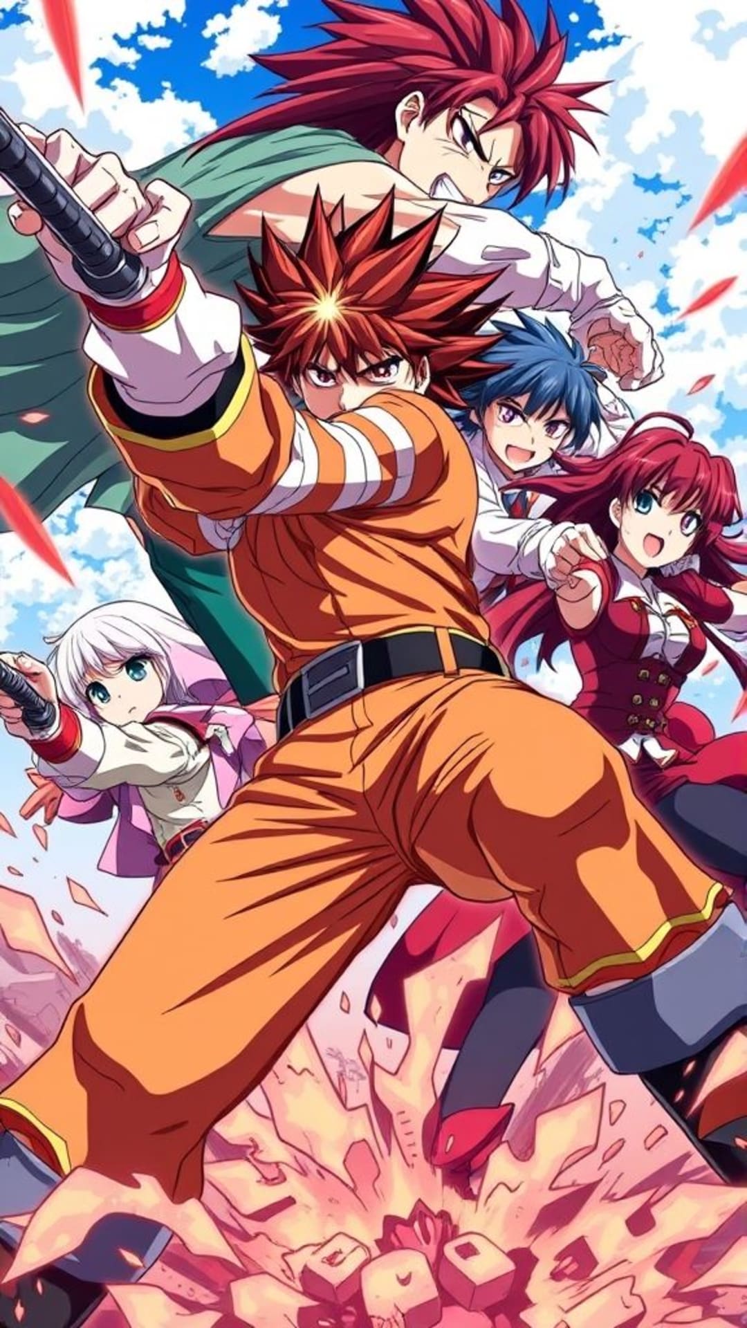personaggi anime arte manga dettagliata scene d'azione vivaci pose dinamiche colori audaci