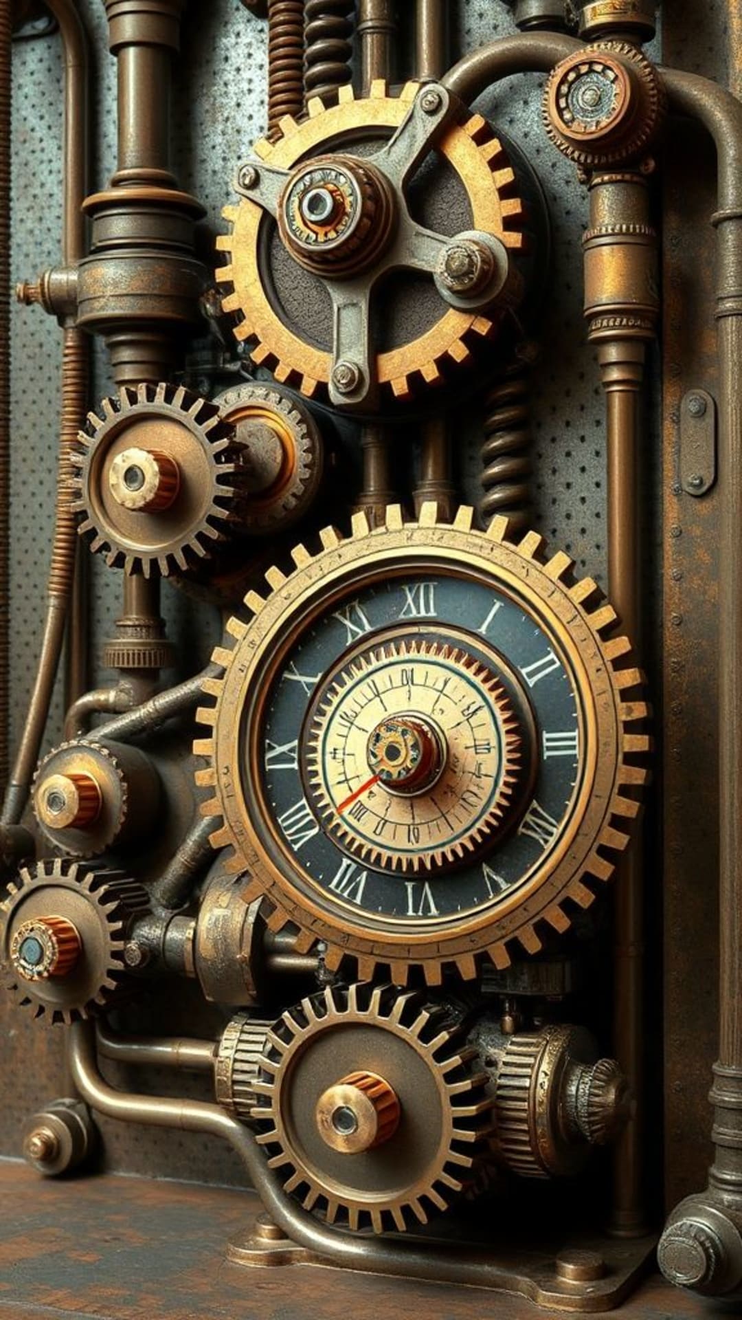 Invenzioni meccaniche steampunk ingranaggi vintage estetica vittoriana design industriale retrò-futuristico