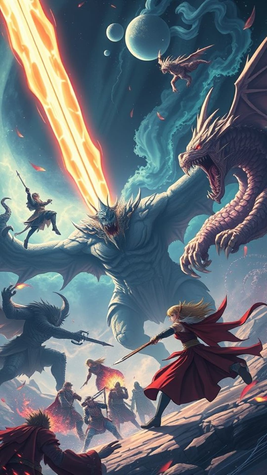 arte fantasy e sfondi anime battaglie epiche personaggi eroici creature mitiche mondi vivaci illustrazioni dettagliate composizioni audaci