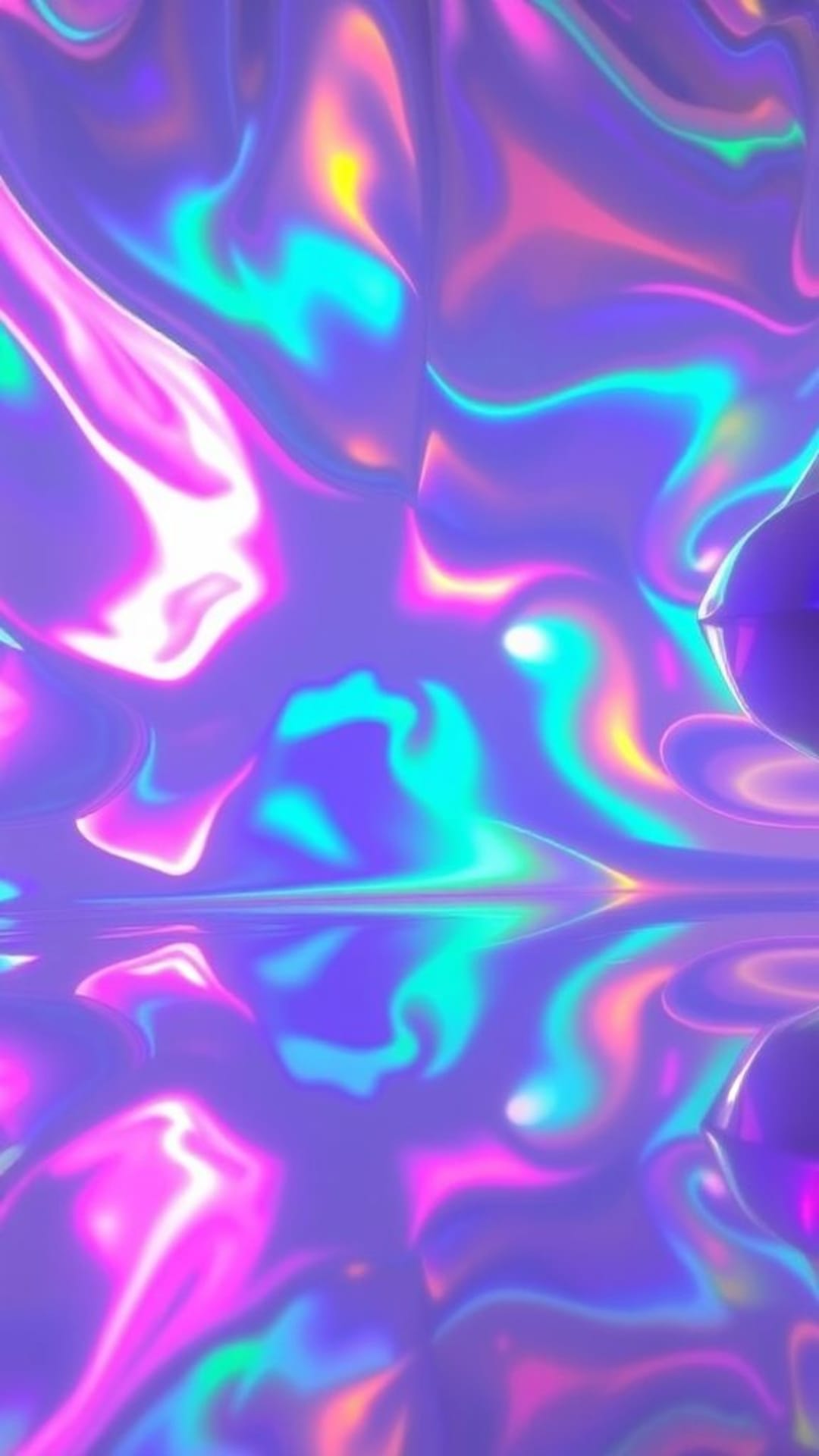 finiture a parete olografiche e iridescenti superfici scintillanti effetti di cambio colore estetica futuristica e sognante riflessi colorati