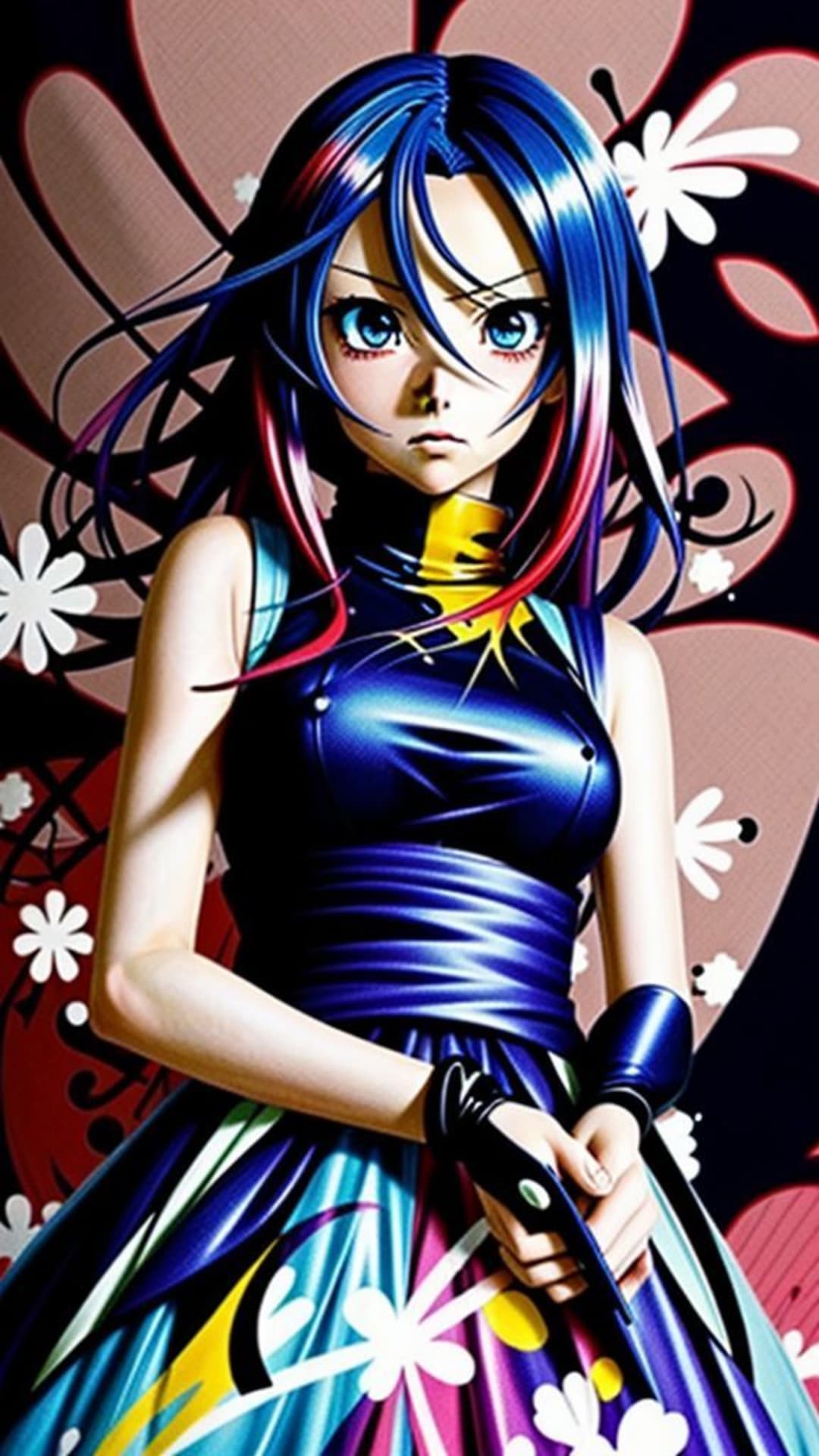 personaggio anime audace colorato espressivo sfondo manga