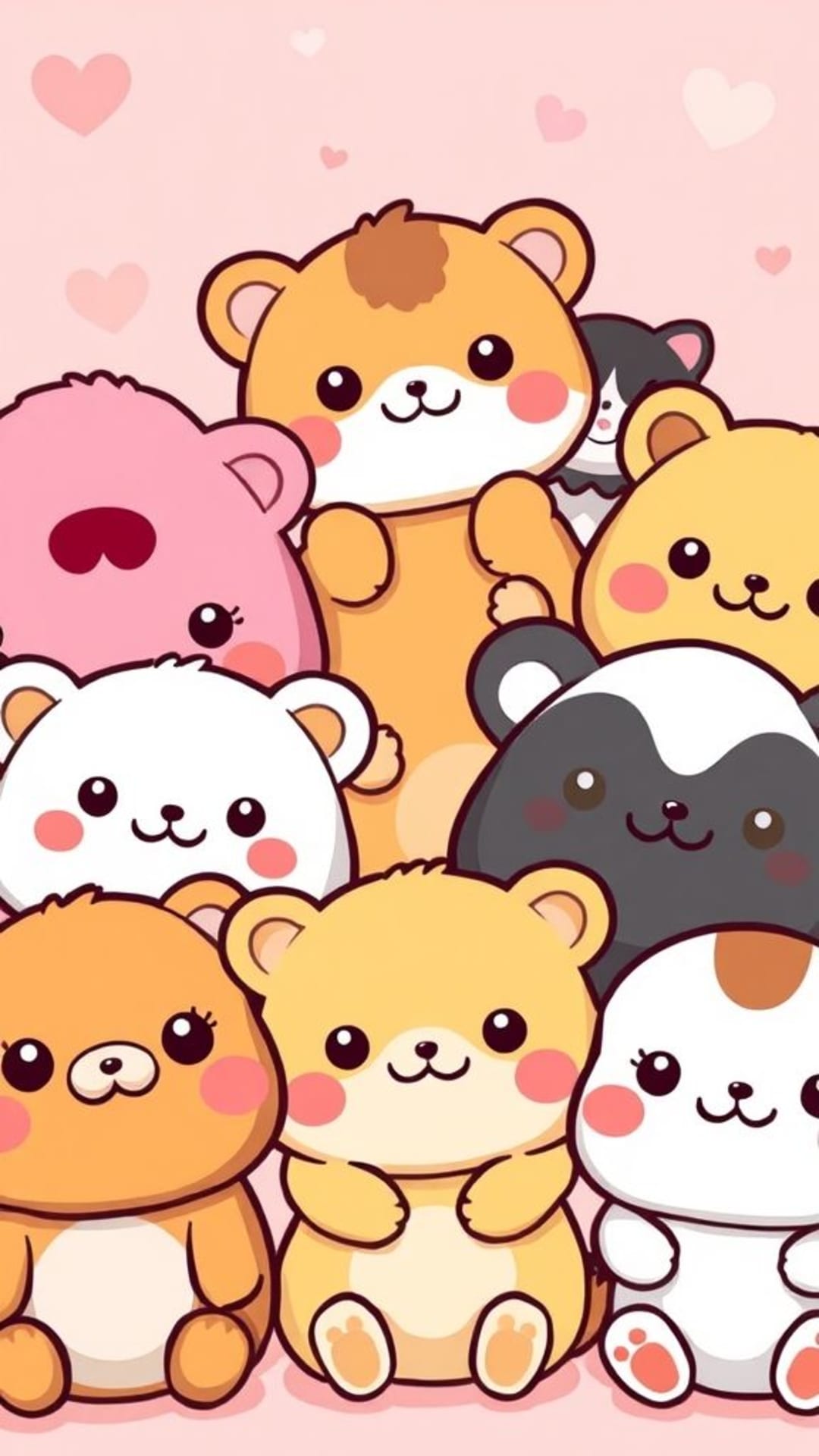 Animali carini kawaii soffici adorabili sfondo cartone animato