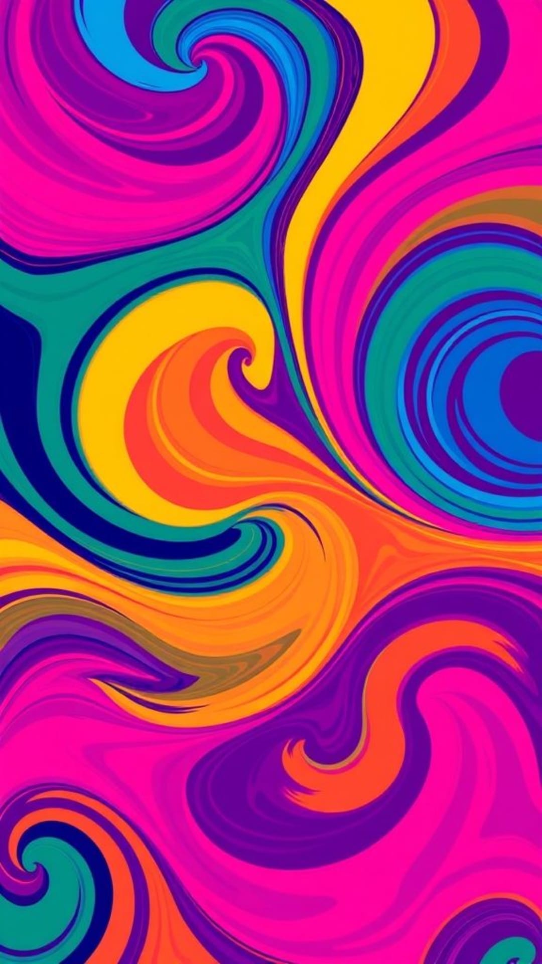Motivi astratti a vortice, wallpaper brillante, audace e dinamico