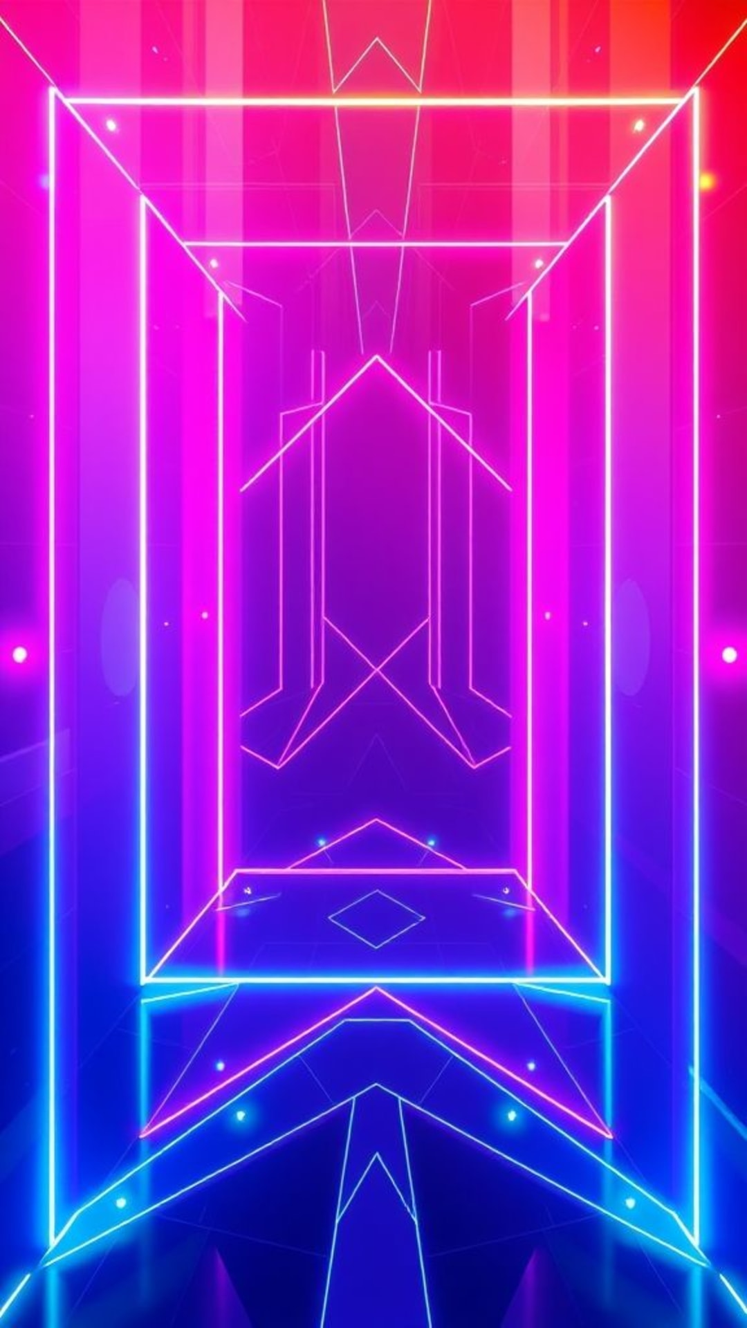 Arte minimalista futuristica digitale con illusioni, pattern luminosi, colore vibrante, neon astratto e geometrico