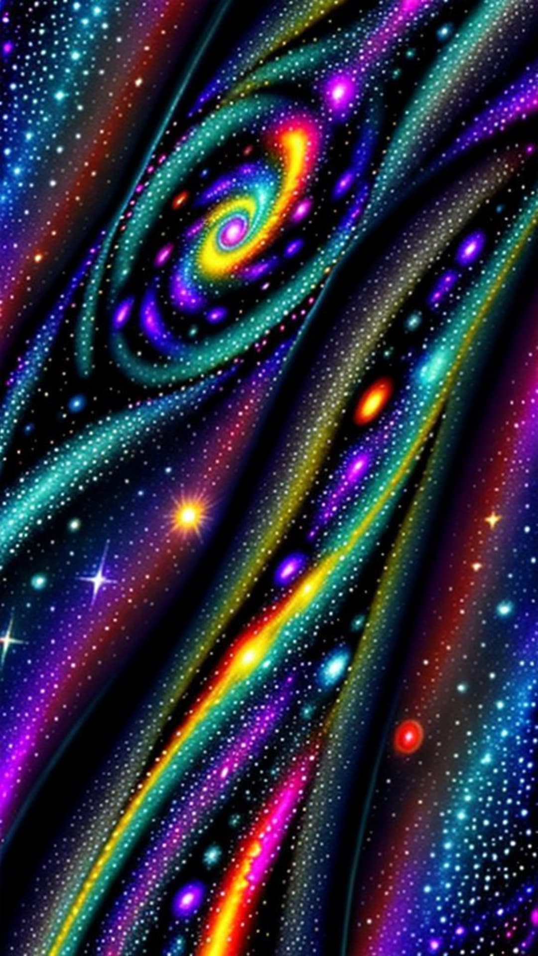 galassia spaziale vortice cosmico colorato psichedelico carta da parati
