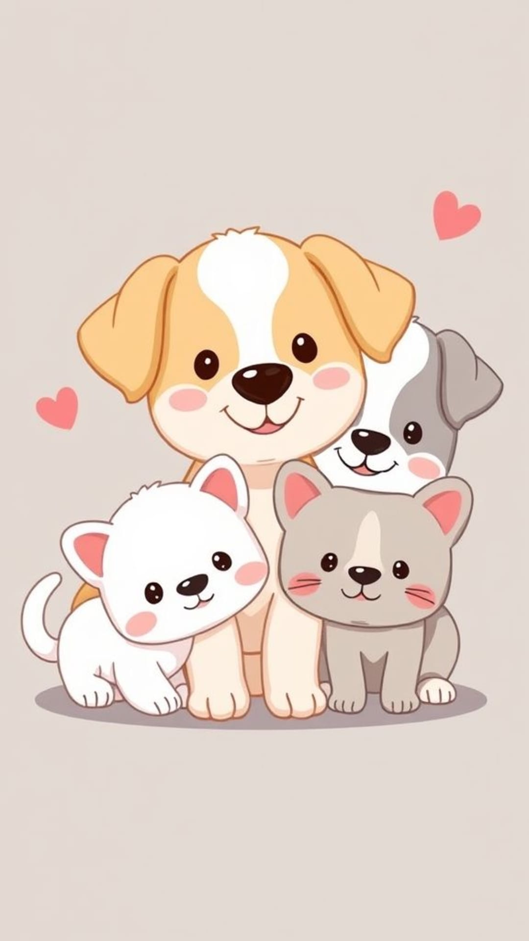 Animali carini dei cartoni animati cuccioli gattini illustrazione fantastica giocosa allegra colori vivaci