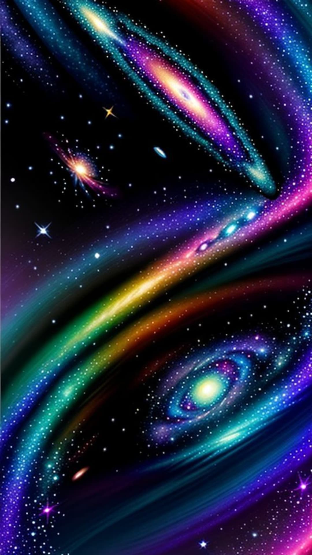 Nebulosa galattica arte cosmica colori vivaci sfondo spaziale astratto stelle arte digitale surreale galassia sfondo