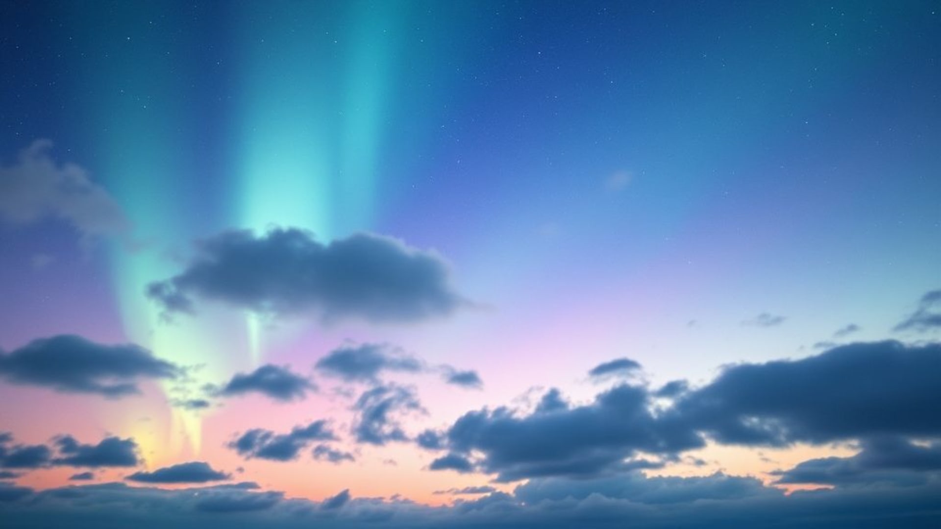 ciel aquarelle aurore boréale lumières du nord abstrait dégradé rêveur nuages pastels