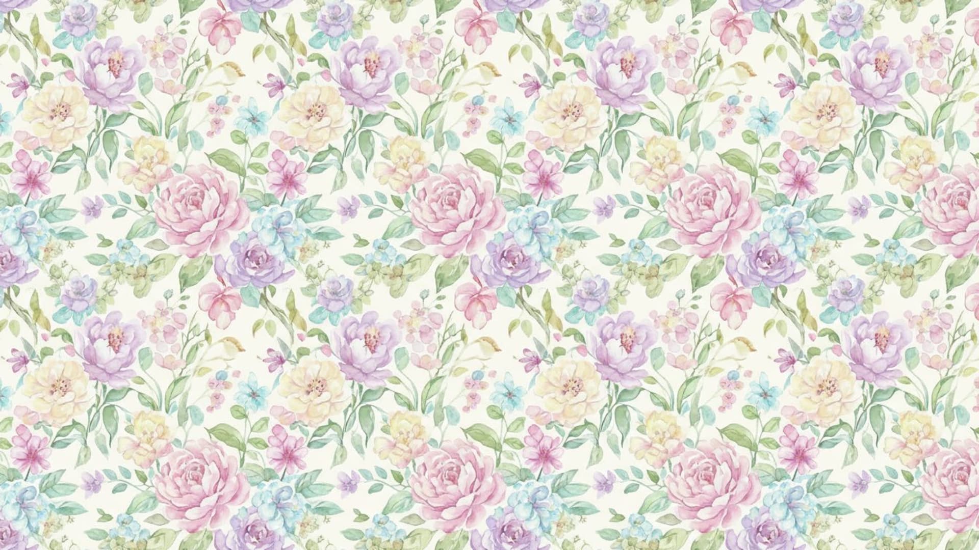motif floral printanier de jardin botanique aquarelle pastel doux fond ecran feuilles et fleurs