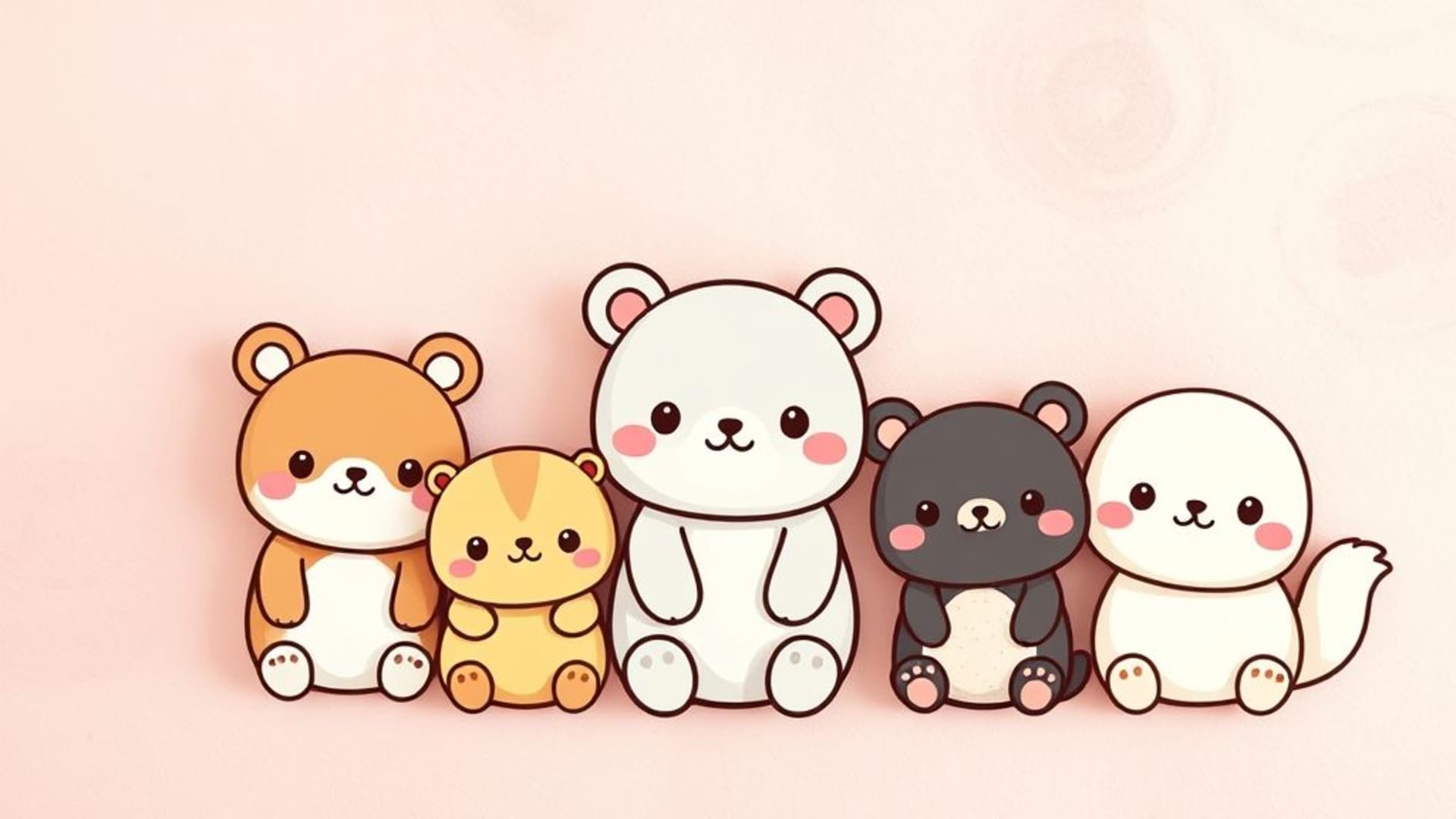 animaux mignons caractères kawaii arrière-plans pastel textures douces fond d'écran cosy