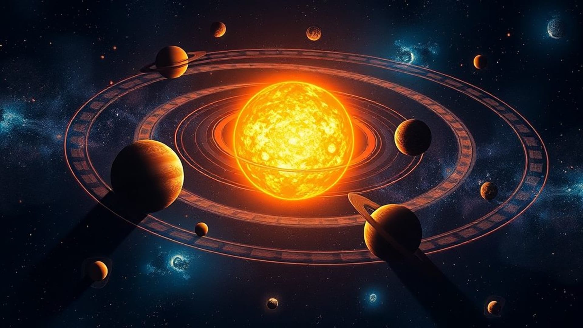planètes du système solaire orbitant autour du soleil art mural spatial éducatif pour enfants