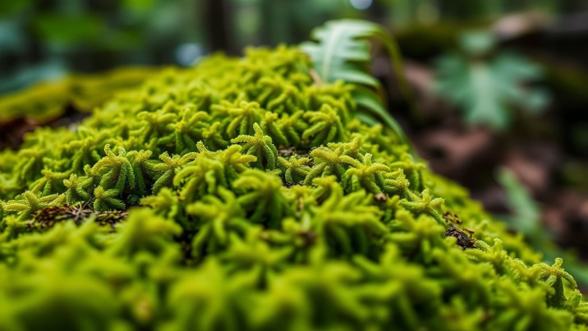 Texture de feuille de fougère côté mousseux forêt rapproché fond d'écran macro naturel