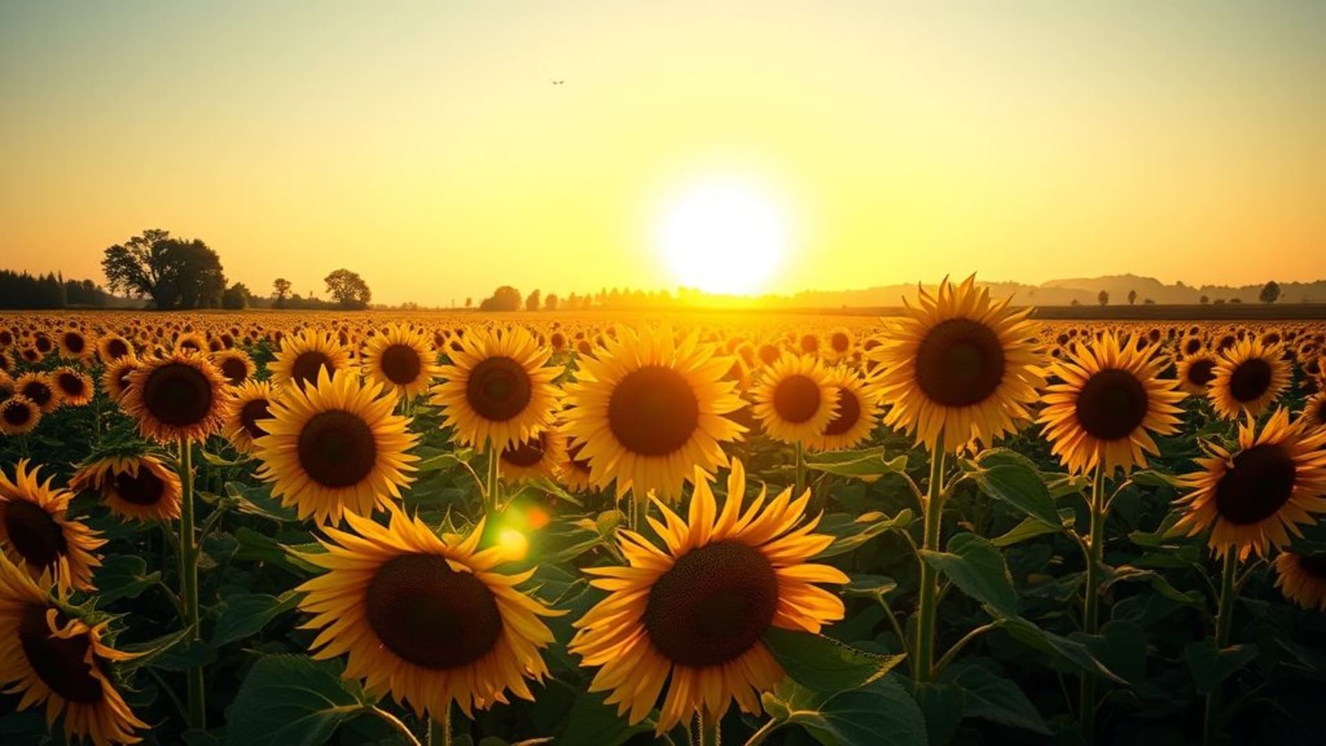 champ de tournesols heure dorée chaud lumineux nature fond d'écran campagne été vibrante pollinisateurs brise paysage ouvert pastoral coloré ensoleillé joyeux vie