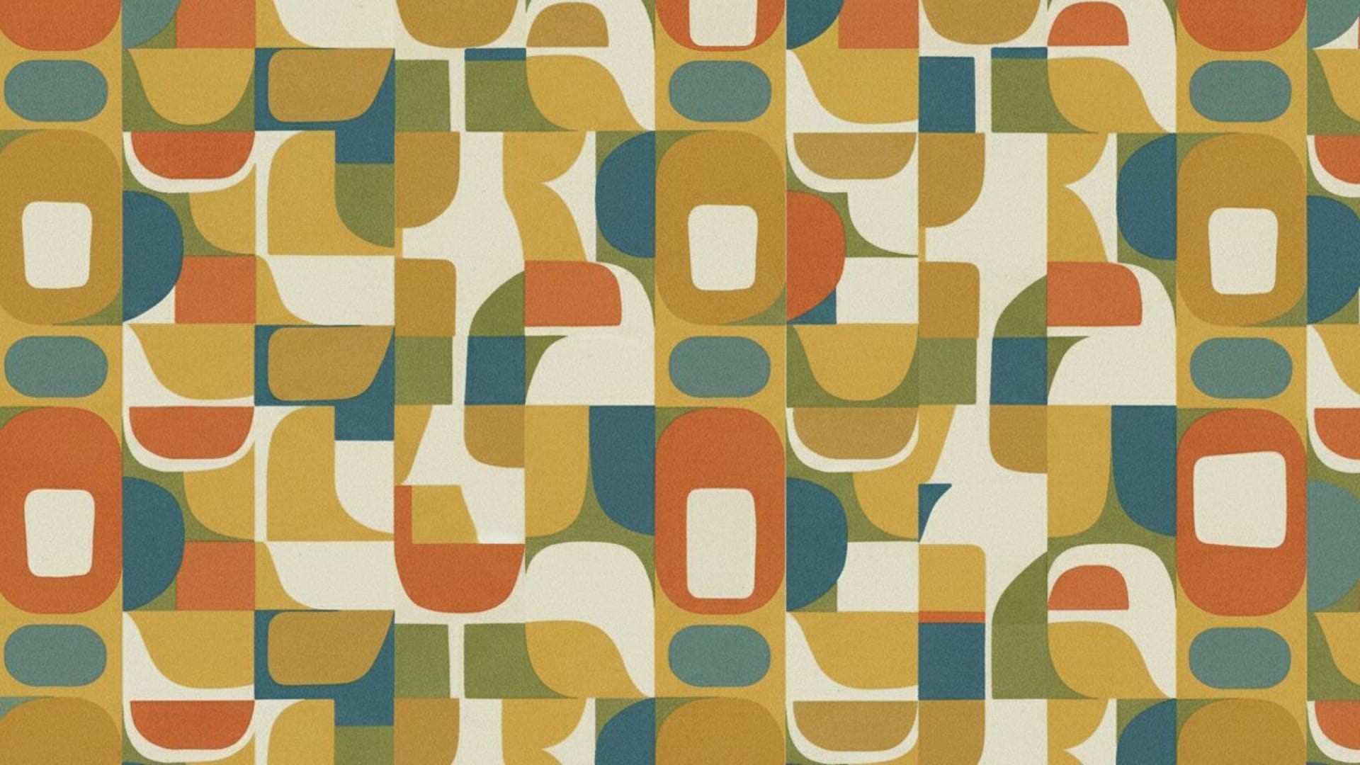 moderne du milieu du siècle formes abstraites moutarde chaude bleu-vert fond ecran motif géométrique rétro imprimé