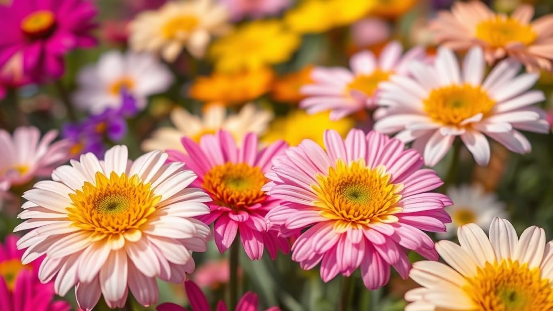 fleurs jardin fleurissent printemps vif coloré pétales macro fond ecran gros plan