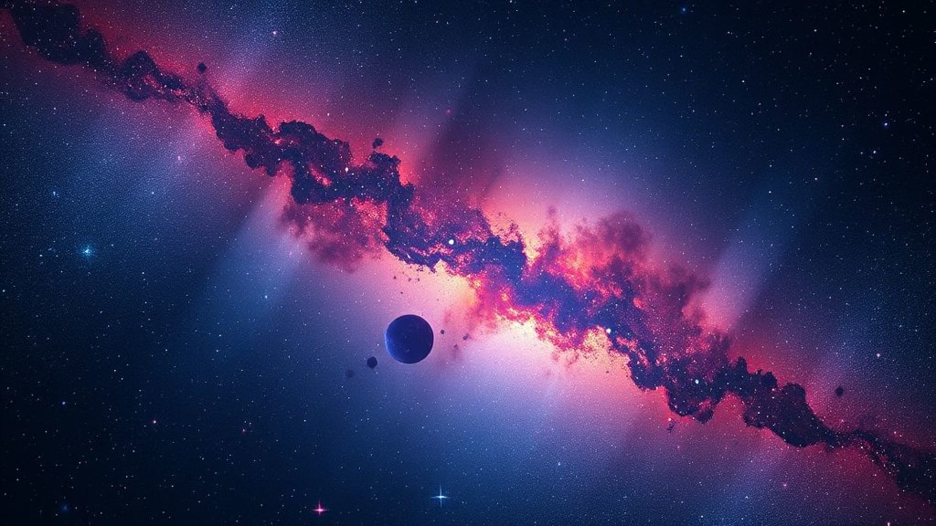 galaxie nébuleuse espace étoiles poussière cosmique colorée aurore fond ecran onirique interstellaire large 4k