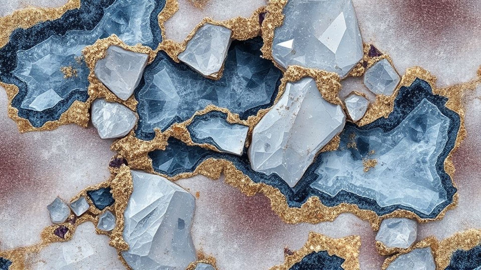 texture de cristal de géode avec éclat métallique et motif rocheux en fond ecran luxueux surface scintillante