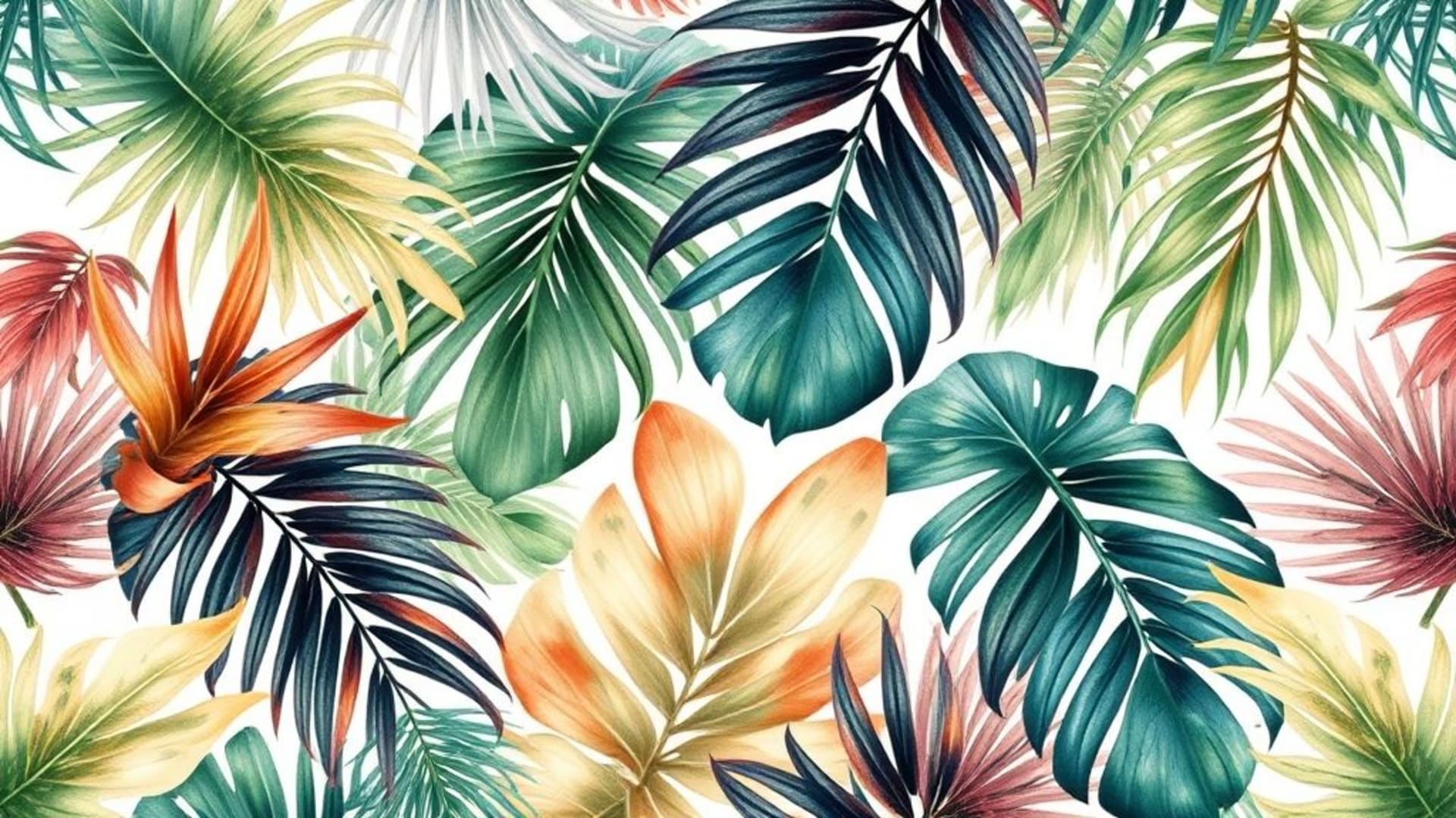feuilles de jungle tropicale botanique feuilles de palmier motif botanique aquarelle fond ecran nature inspirée