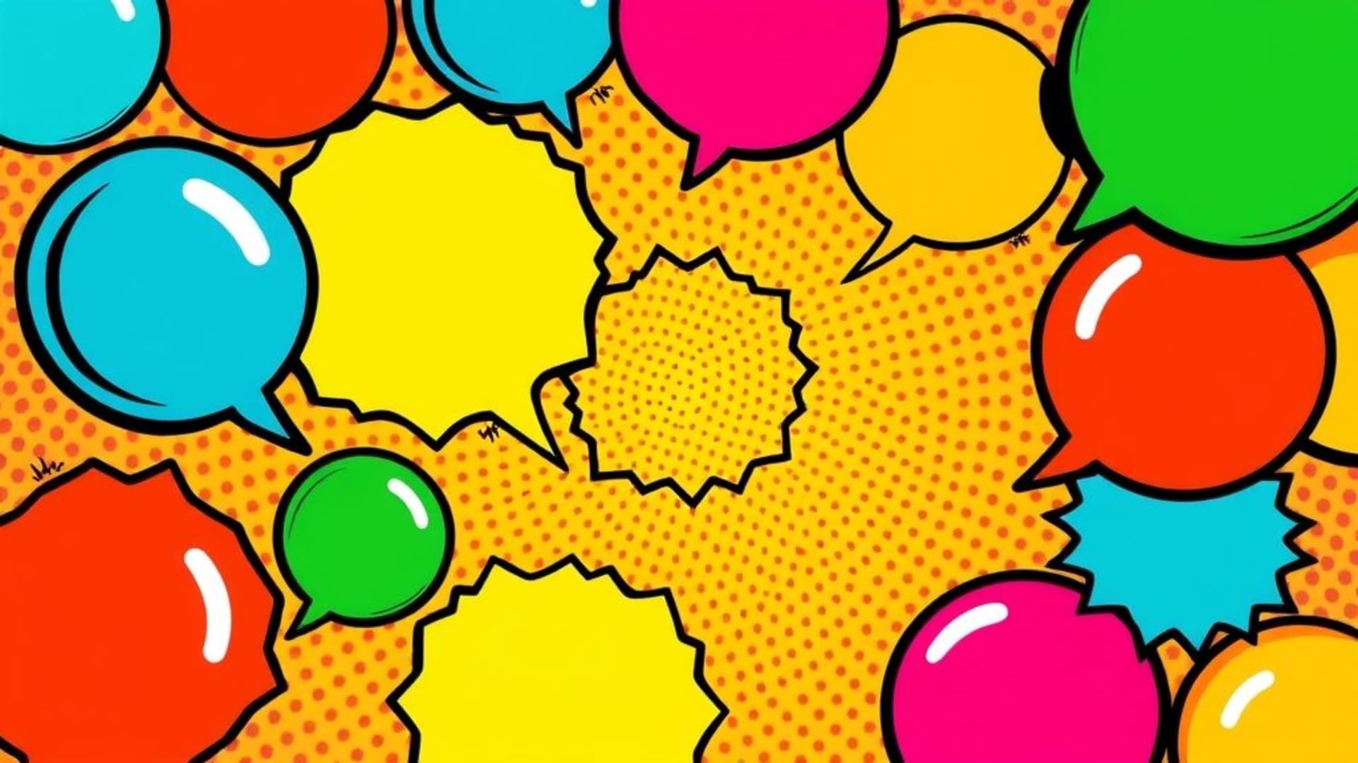 art pop aux couleurs audacieuses bandes dessinées ballons de dialogue bulles de paroles fond ecran vif énergique