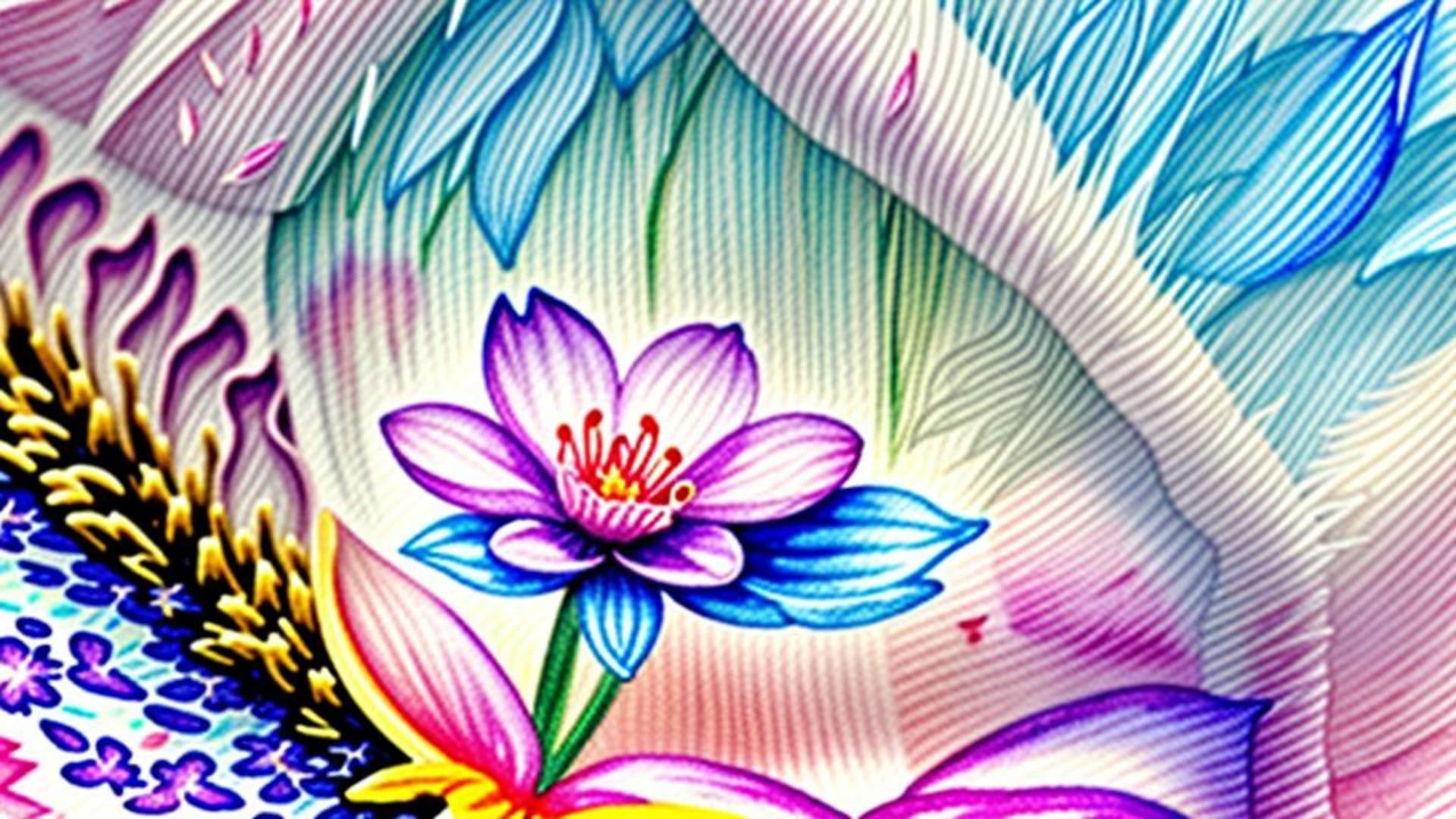 Fleurs en aquarelle en gros plan, pétales doux pastel, fond floral délicat, macro.