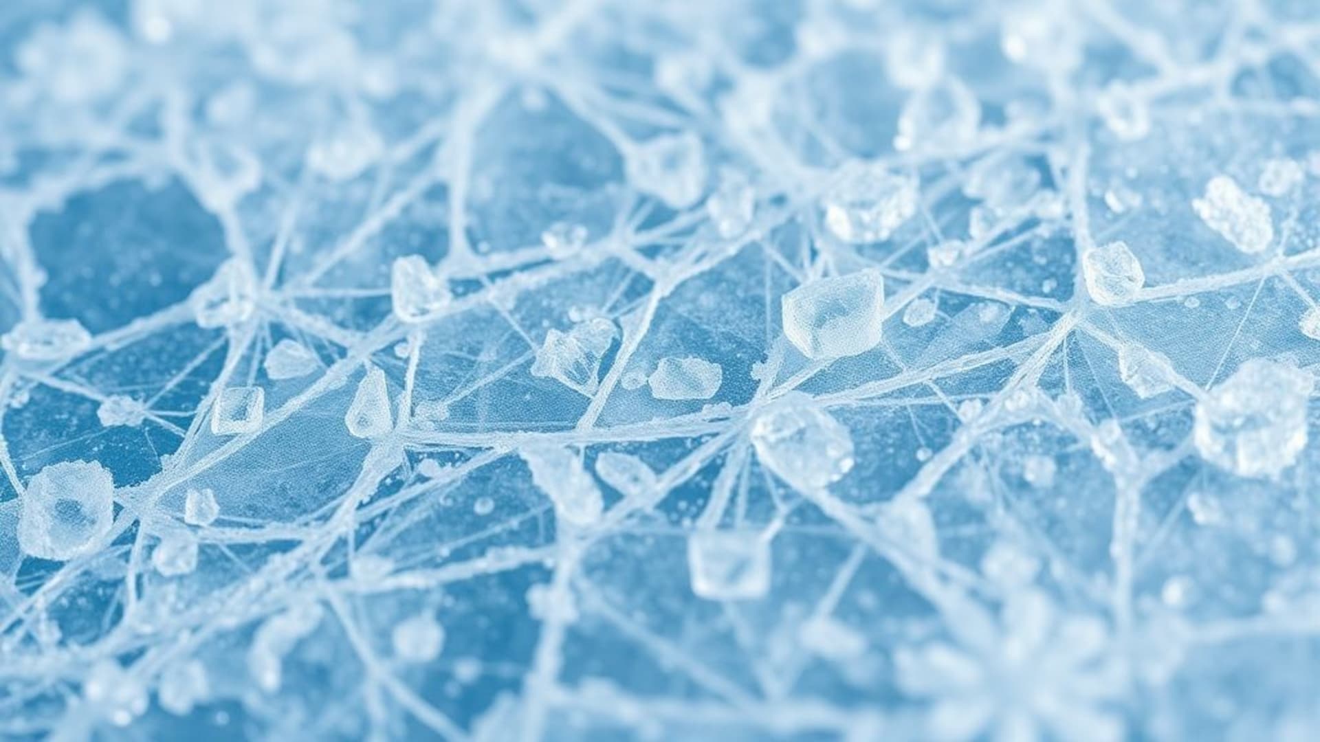 Texture hivernale cristalline glacée de glace avec motifs givrés en gros plan sur fond bleu et blanc pour fond ecran