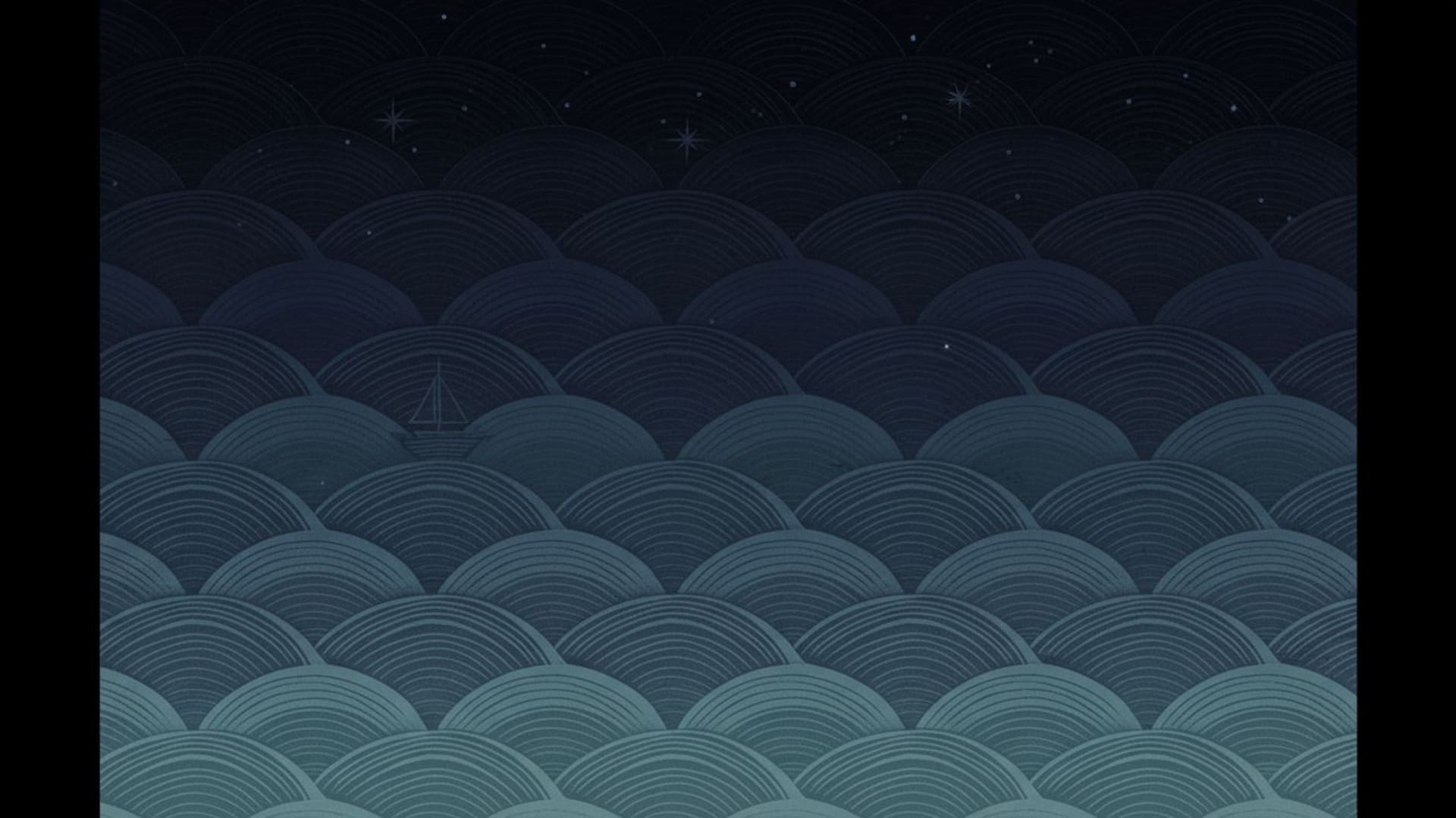 Texture de fond ecran minimaliste nautique avec vagues de l'océan à minuit et dégradé bleu profond.