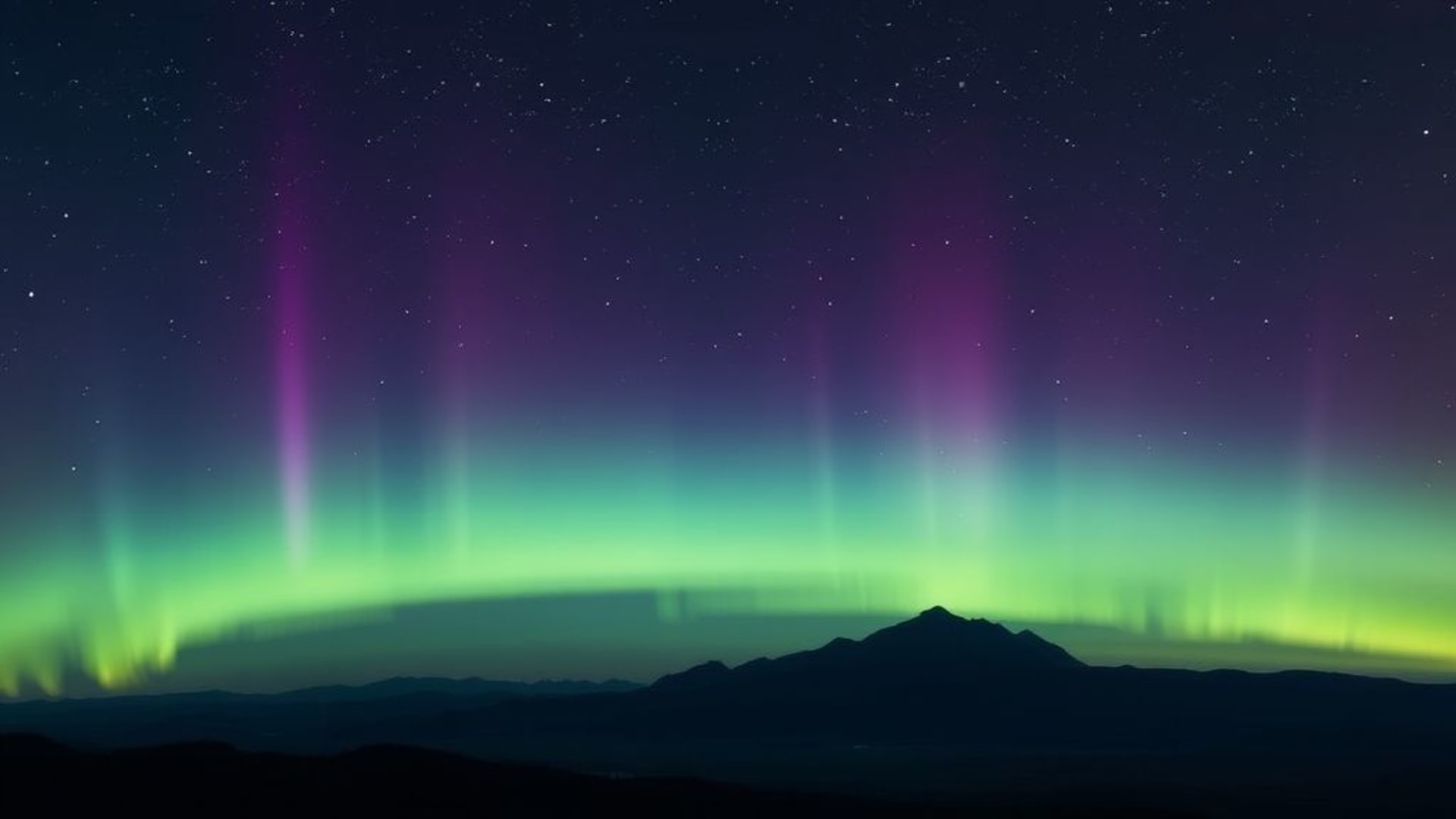 aurore dégradé ciel nocturne étoiles montagnes fond d'écran minimaliste paisible calme