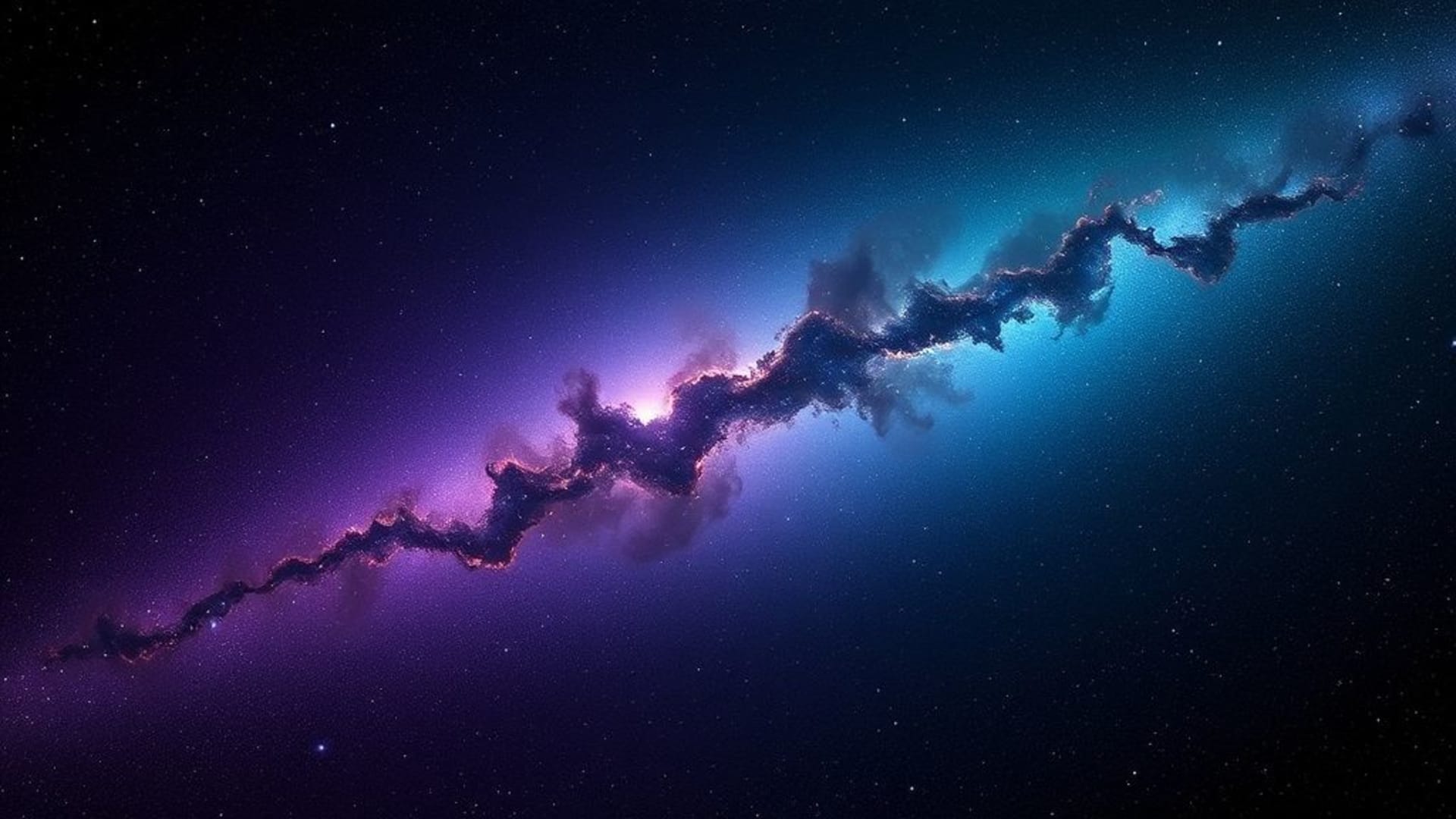 Nébuleuse spatiale champ profond poussière cosmique galaxies violet foncé bleu vert