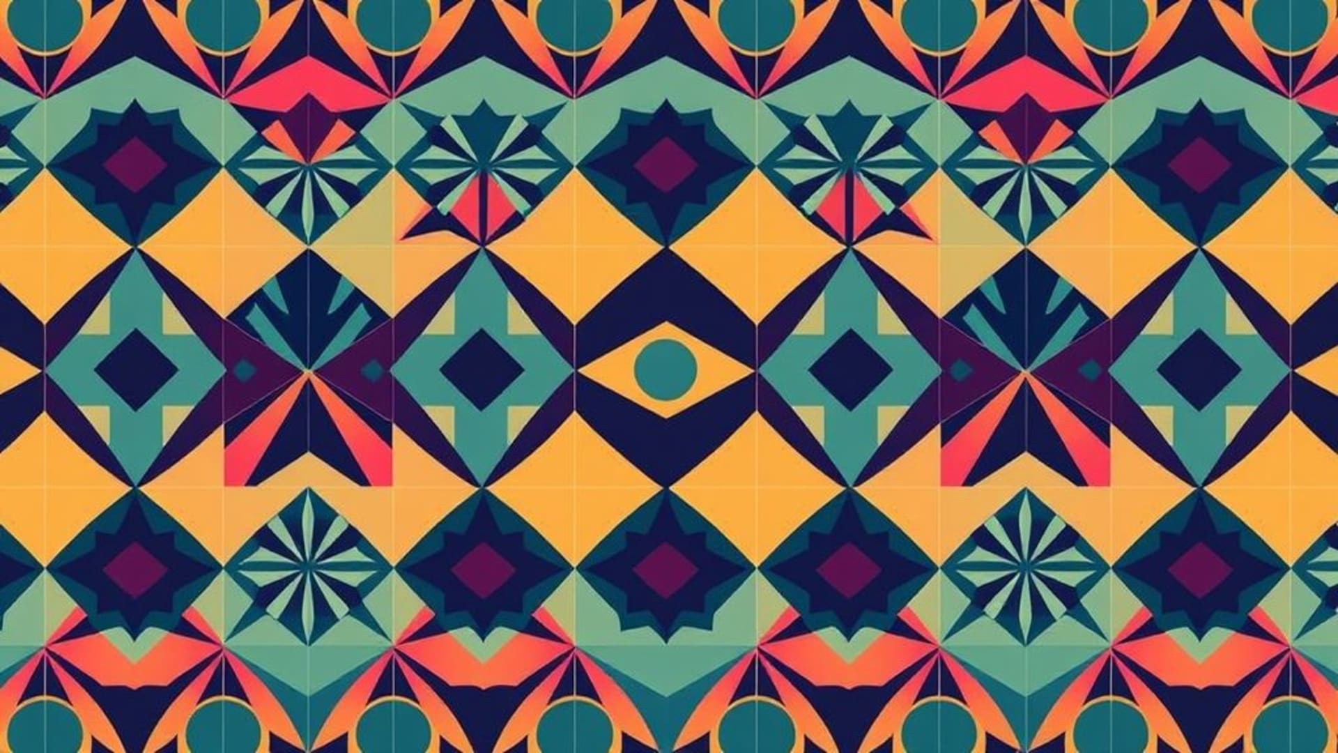 Motifs géométriques tessellés lignes audacieuses palette vibrante conception de fond ecran moderne