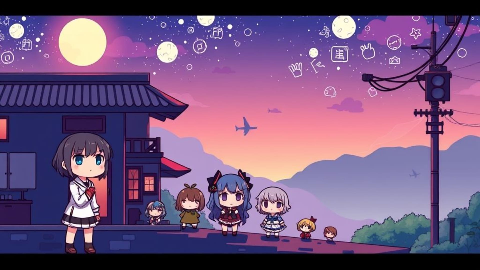 anime coloré chibi mignon fond d'écran personnages fans pixel art rétro