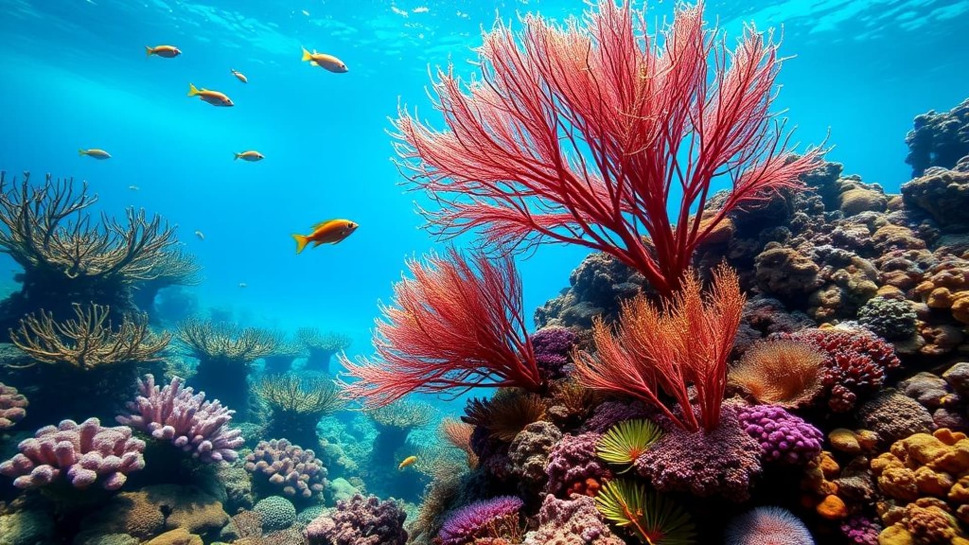 fond d'écran dégradé de poissons tropicaux de récif corallien sous-marin turquoise bleu