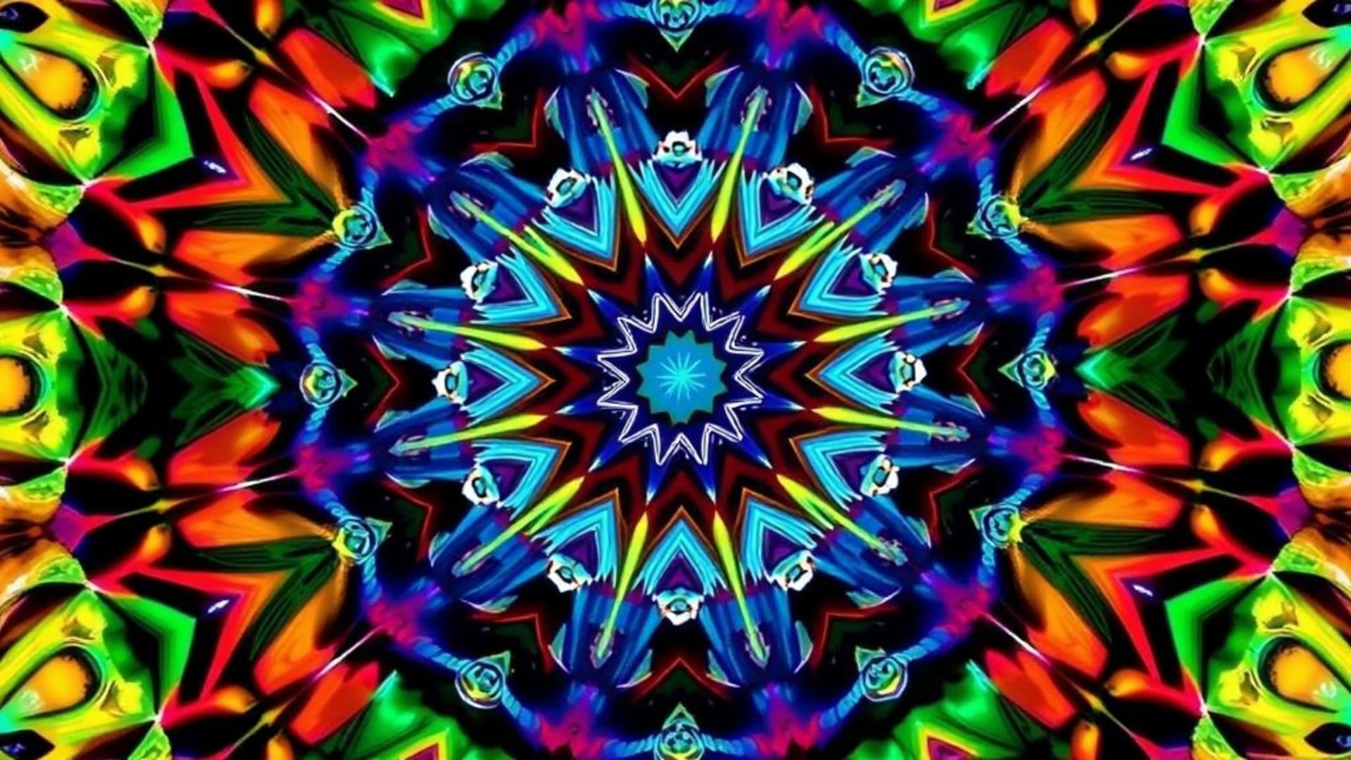 géométrie fractale motifs infinis kaléidoscope couleurs symétriques fond ecran art numérique
