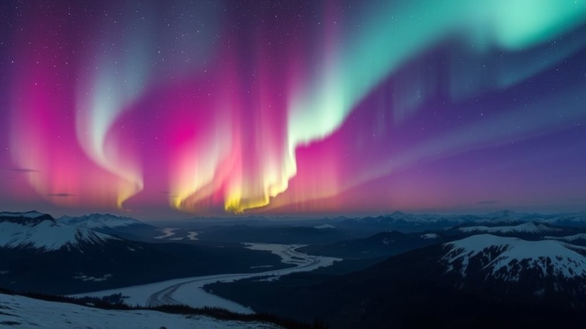 aurore boréale lumières du nord ciel dégradé montagnes paisible fond d'écran haute définition