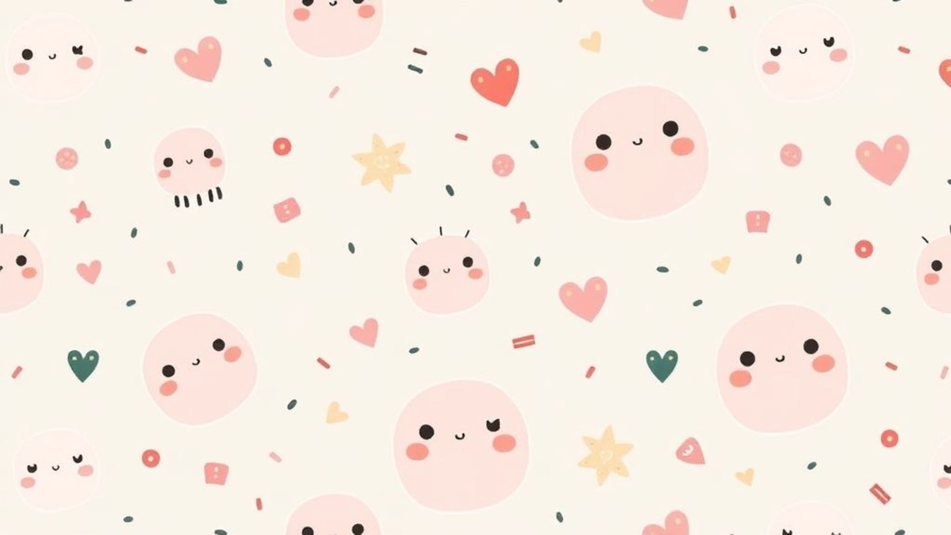 motif griffonné à la main illustration mignonne couleurs pastel douces fond ecran douillet art kawaii