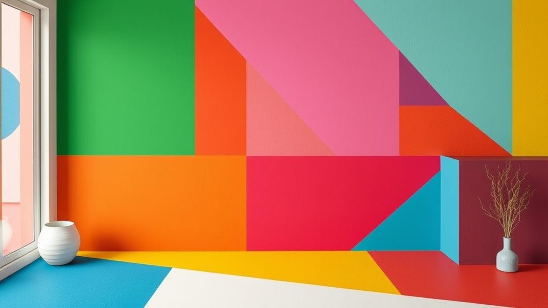 art superflat blocs de couleurs vibrants contrast audacieux fond ecran ludique motifs géométriques