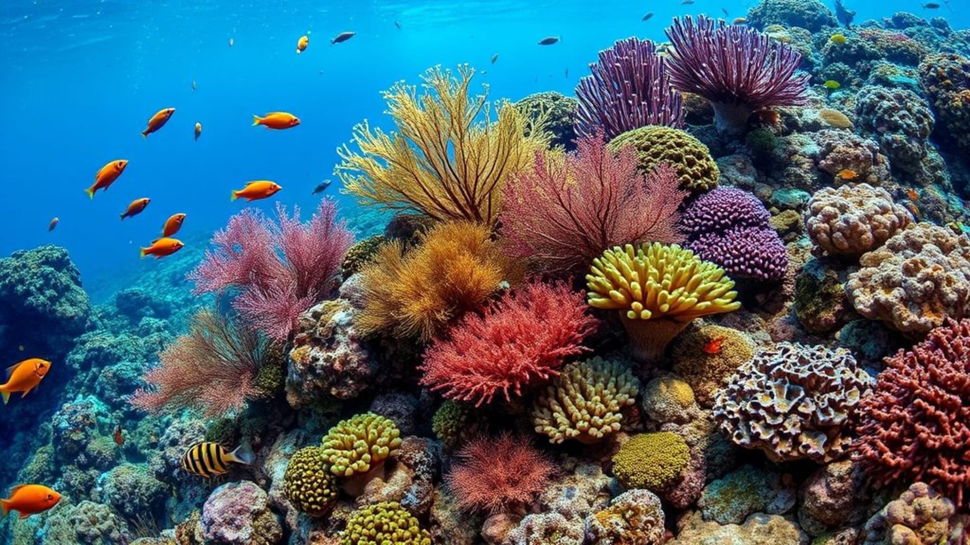 Récif tropical sous-marin poissons corail plongée couleurs vives fond ecran vie aquatique
