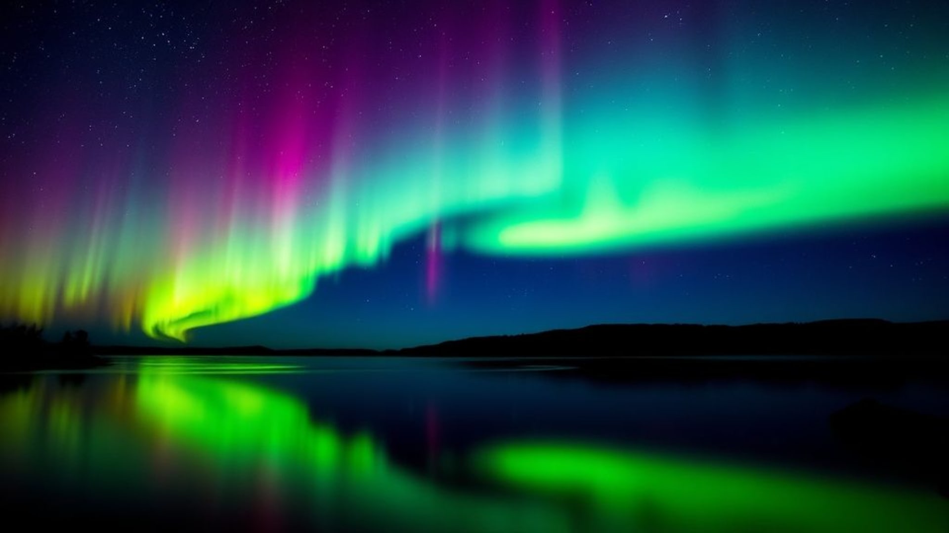 Aurore boréale lumières du nord ciel dégradé nuit paysage fond ecran couleurs