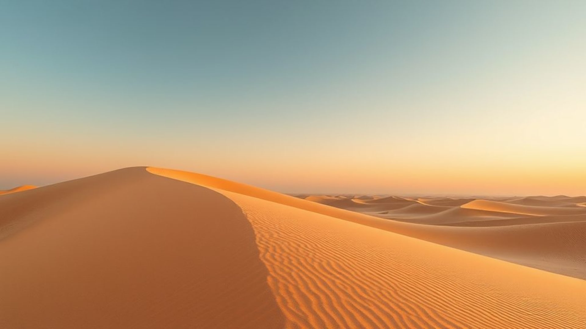 Désert dune coucher de soleil tons chauds lumière douce texture fond ecran sable