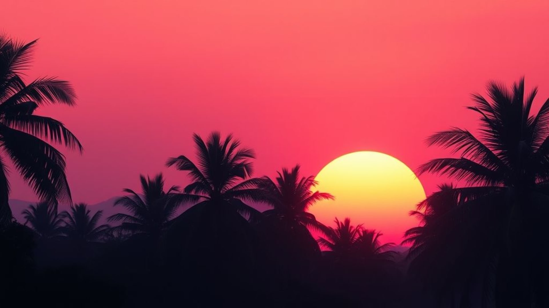 coucher de soleil vaporwave palmiers rétro synthwave dégradé fond d'écran esthétique rétro