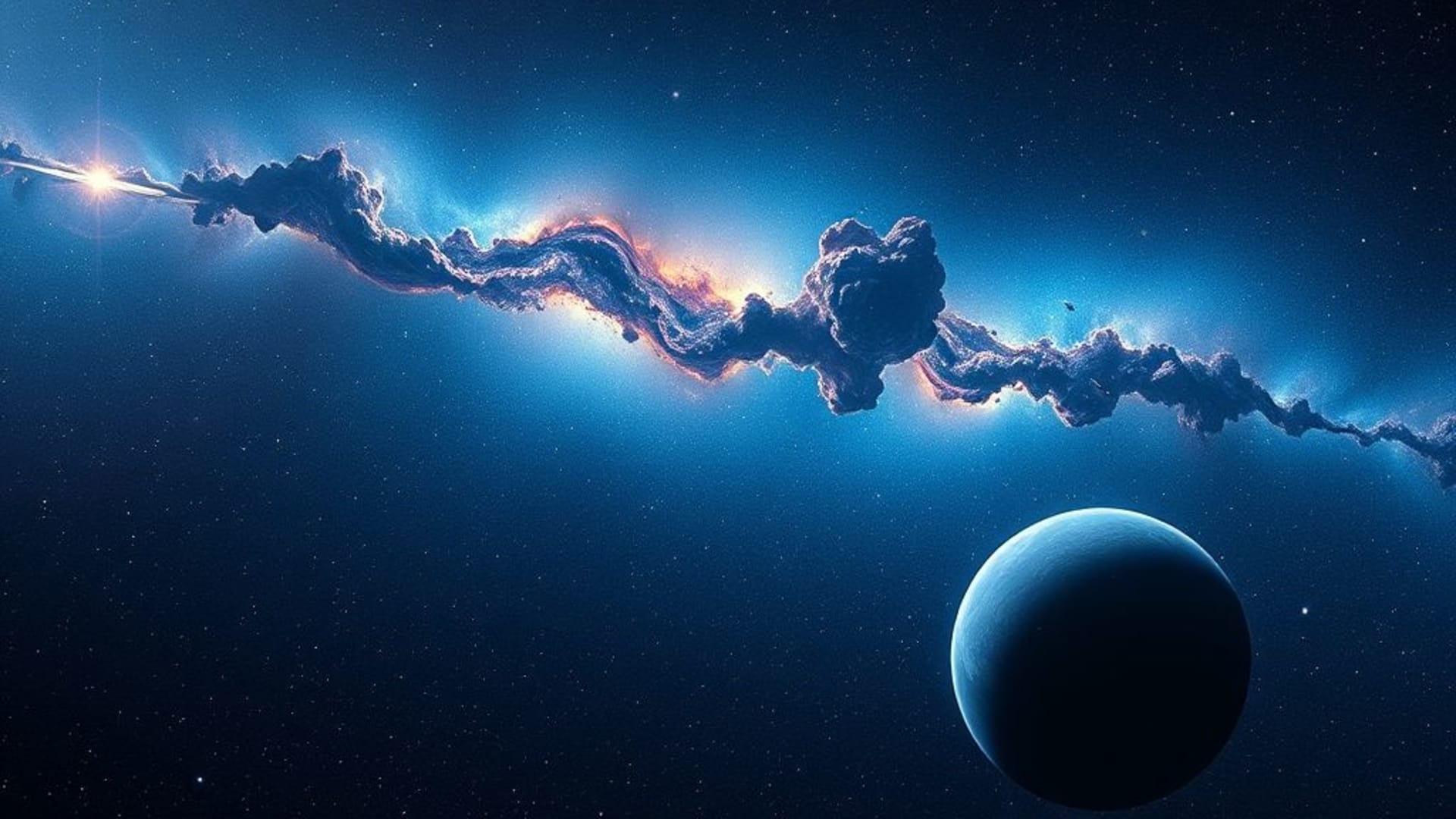 espace nébuleuses galaxies planètes fond d'écran cosmique bleu profond 4K
