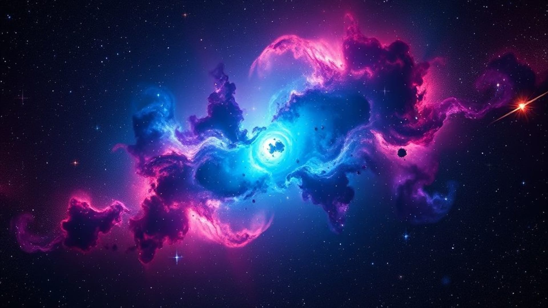 opéra spatial nébuleuse couleurs vibrantes poussière cosmique champ d’étoiles fond d’écran 4K