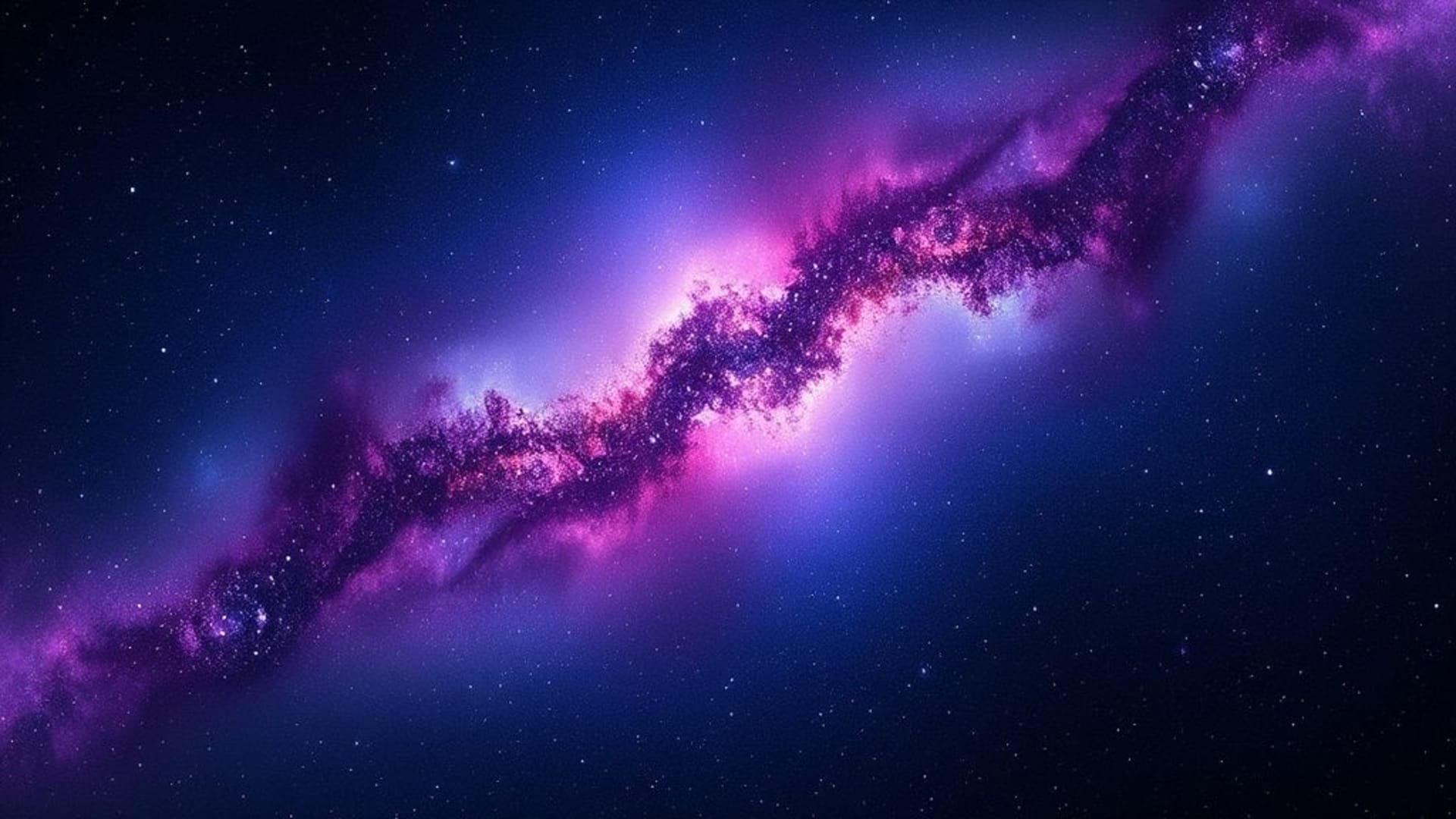 1. Wallpaper d'espace avec nébuleuse, champs étoilés galactiques, éclat cosmique violet foncé et bleu.