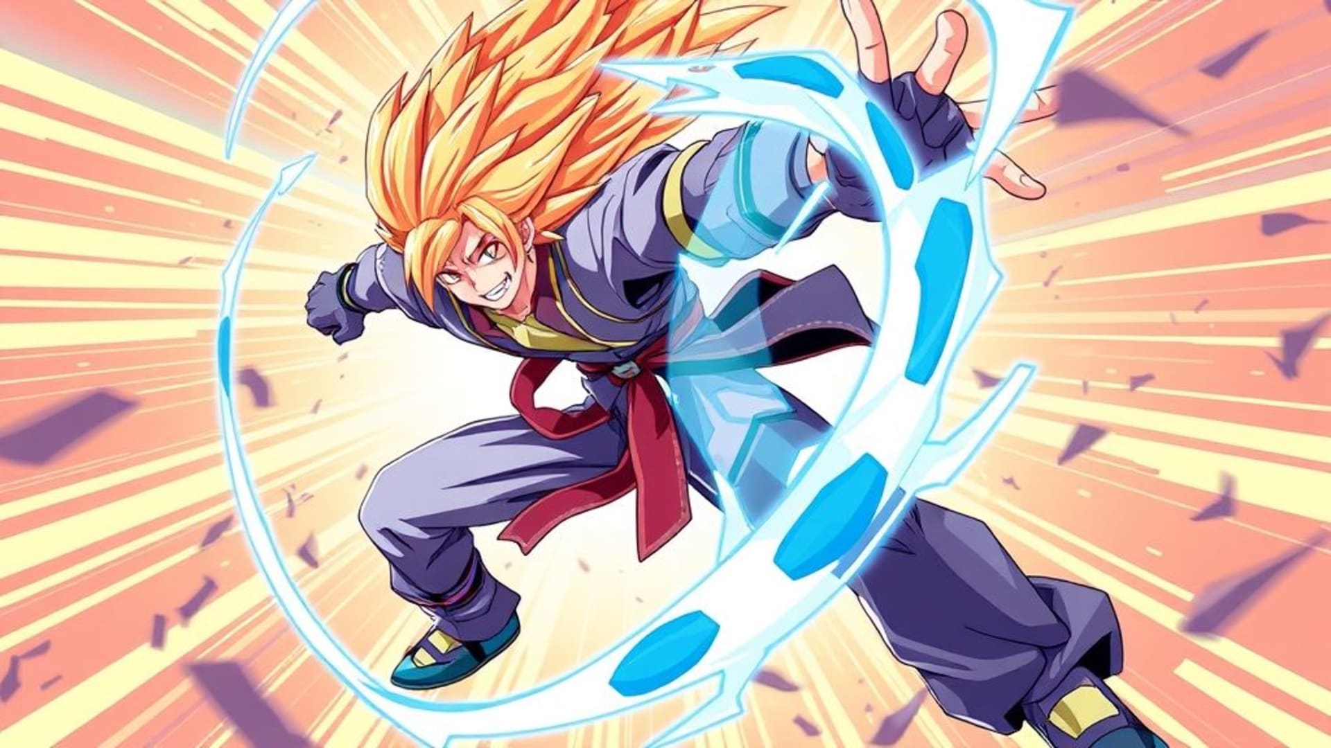 illustration de style anime avec couleurs vibrantes personnage d'action pose dynamique fond d'écran fan art